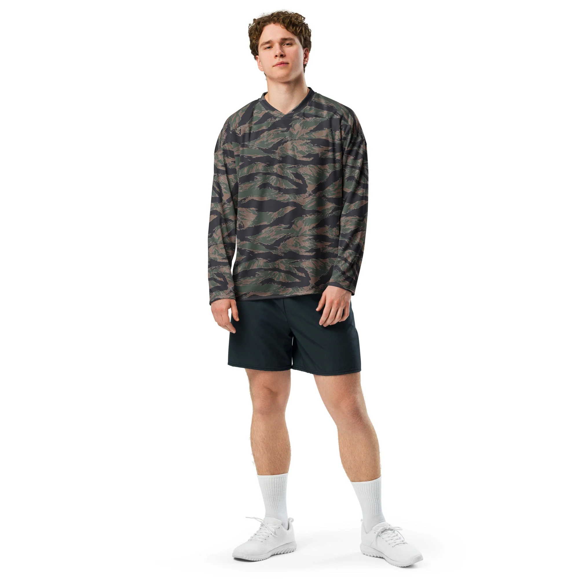 American Tiger Stripe MARPAT Woodland CAMO Unisex Hockey Fan Jersey - Image 3