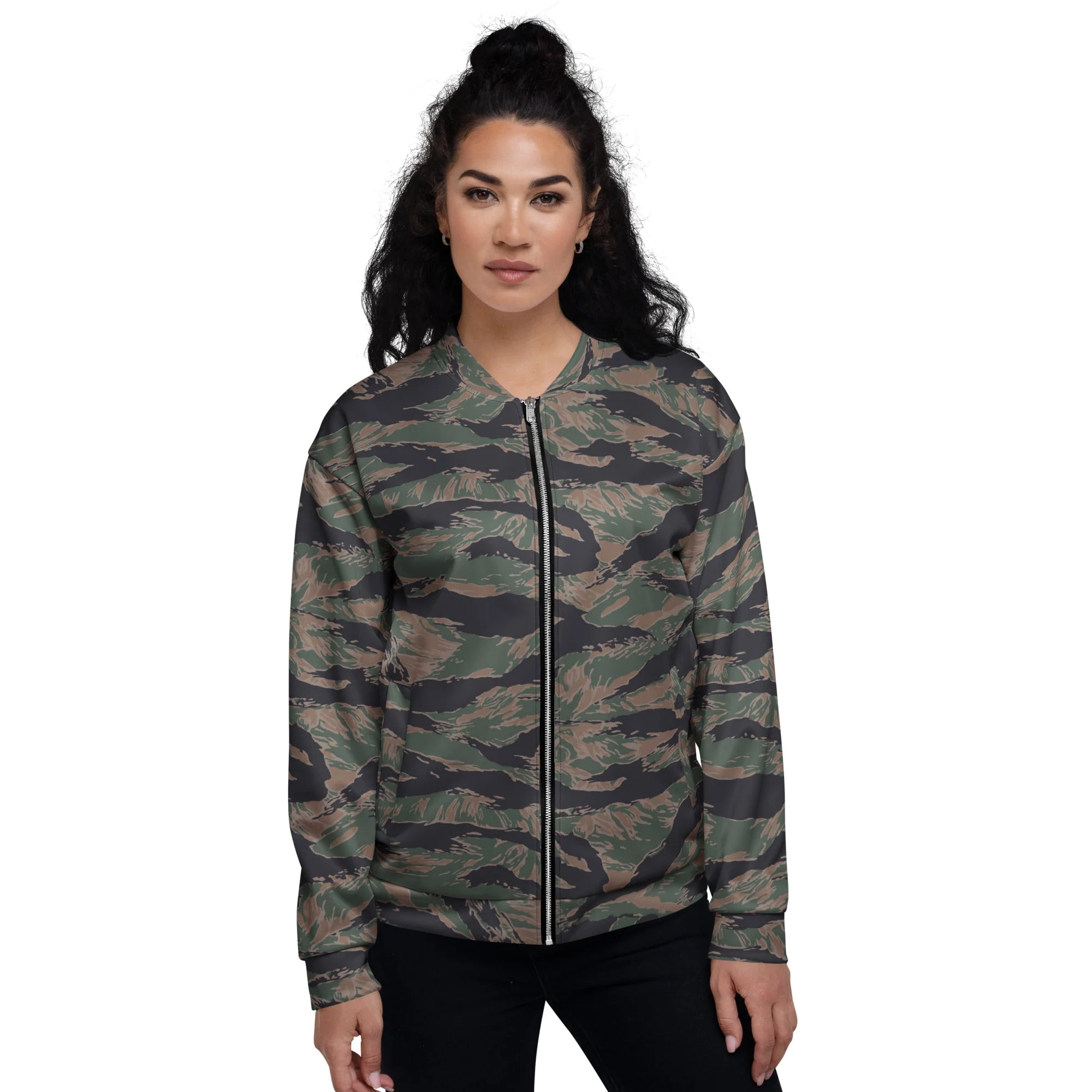 American Tiger Stripe MARPAT Woodland CAMO Unisex Bomber Jacket - Image 4