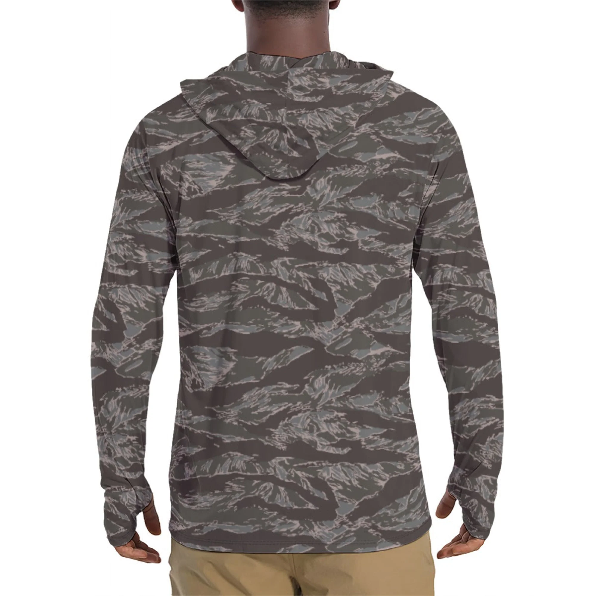American Tiger Stripe Metro CAMO Mens Sunscreen Sports Hoodie With Thumb Holes - Image 2