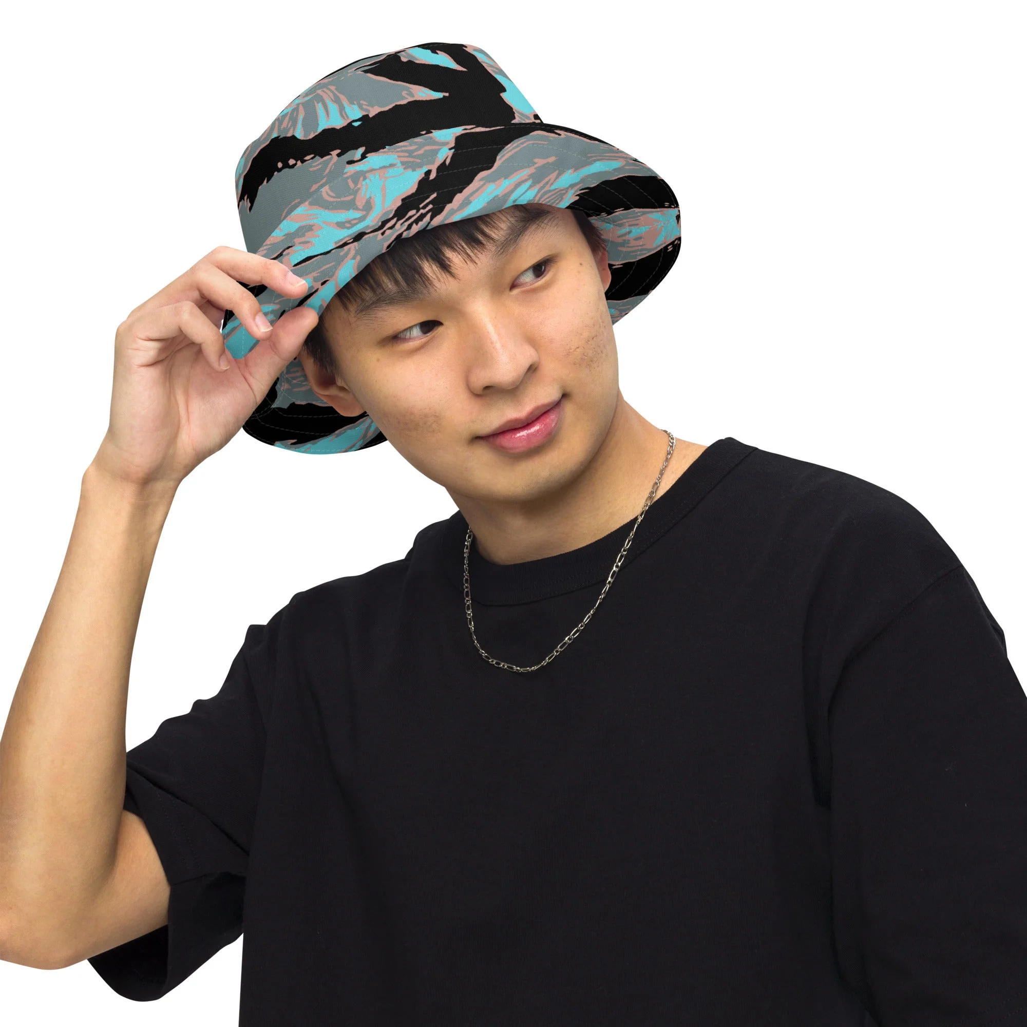American Tiger Stripe Miami Urban CAMO Reversible Bucket Hat - Image 2