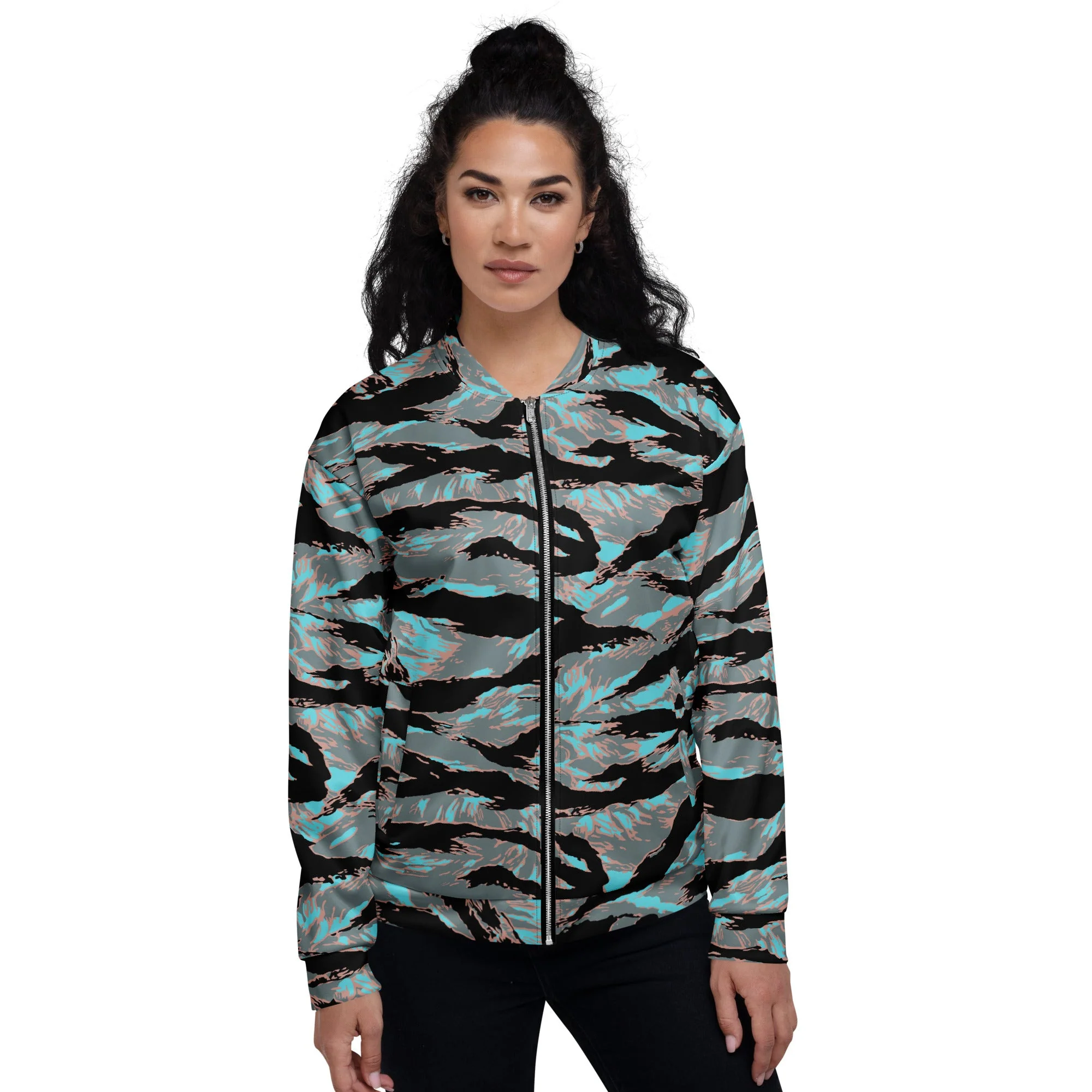 American Tiger Stripe Miami Urban CAMO Unisex Bomber Jacket - Image 3