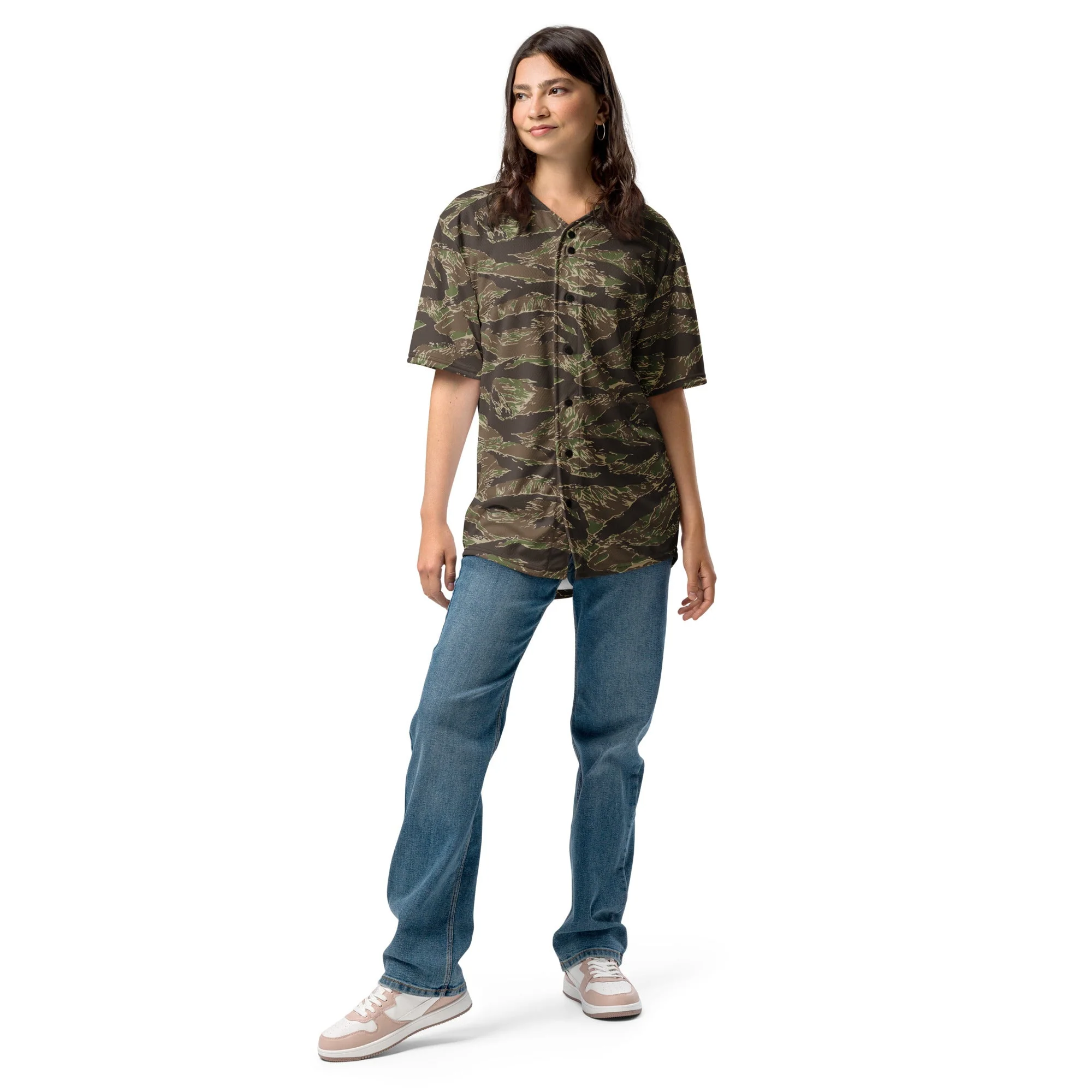American Tiger Stripe Multi-terrain CAMO Unisex Baseball Jersey - Image 10