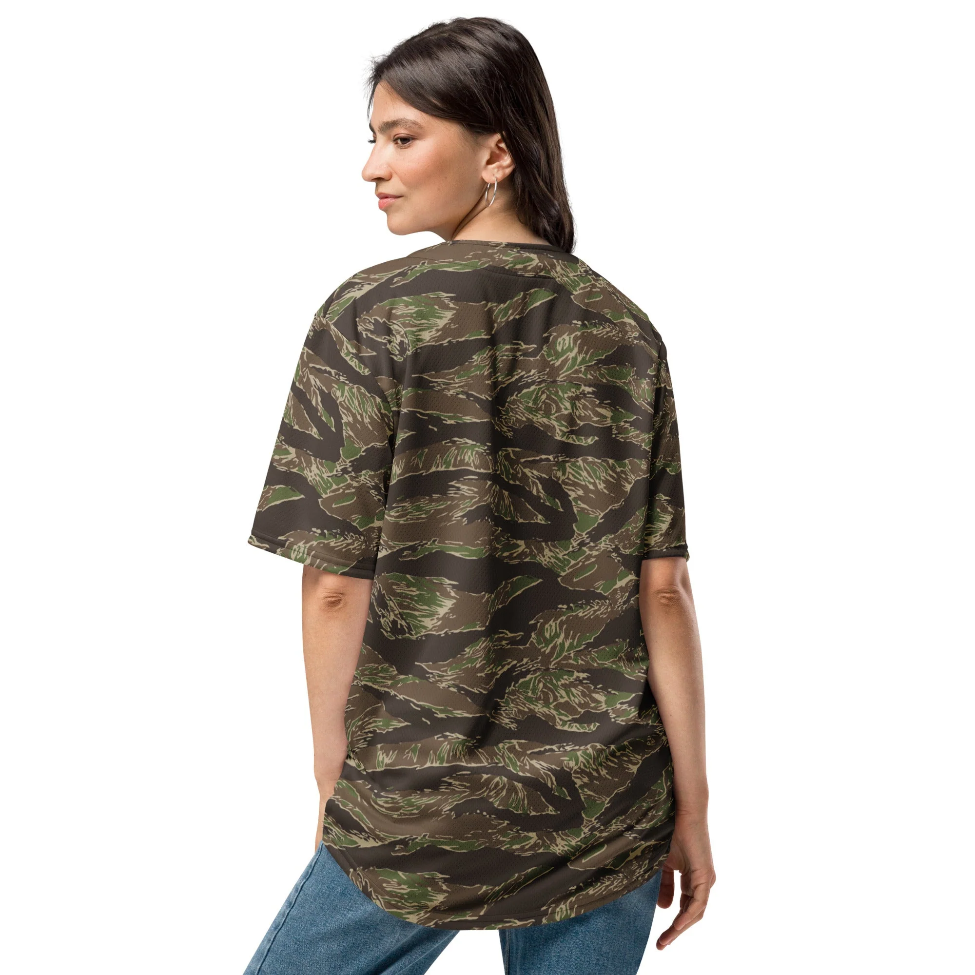 American Tiger Stripe Multi-terrain CAMO Unisex Baseball Jersey - Image 4