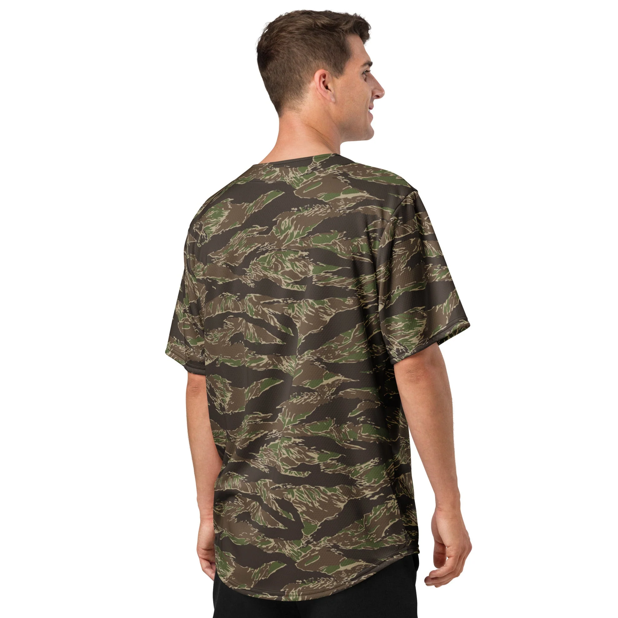 American Tiger Stripe Multi-terrain CAMO Unisex Baseball Jersey - Image 8