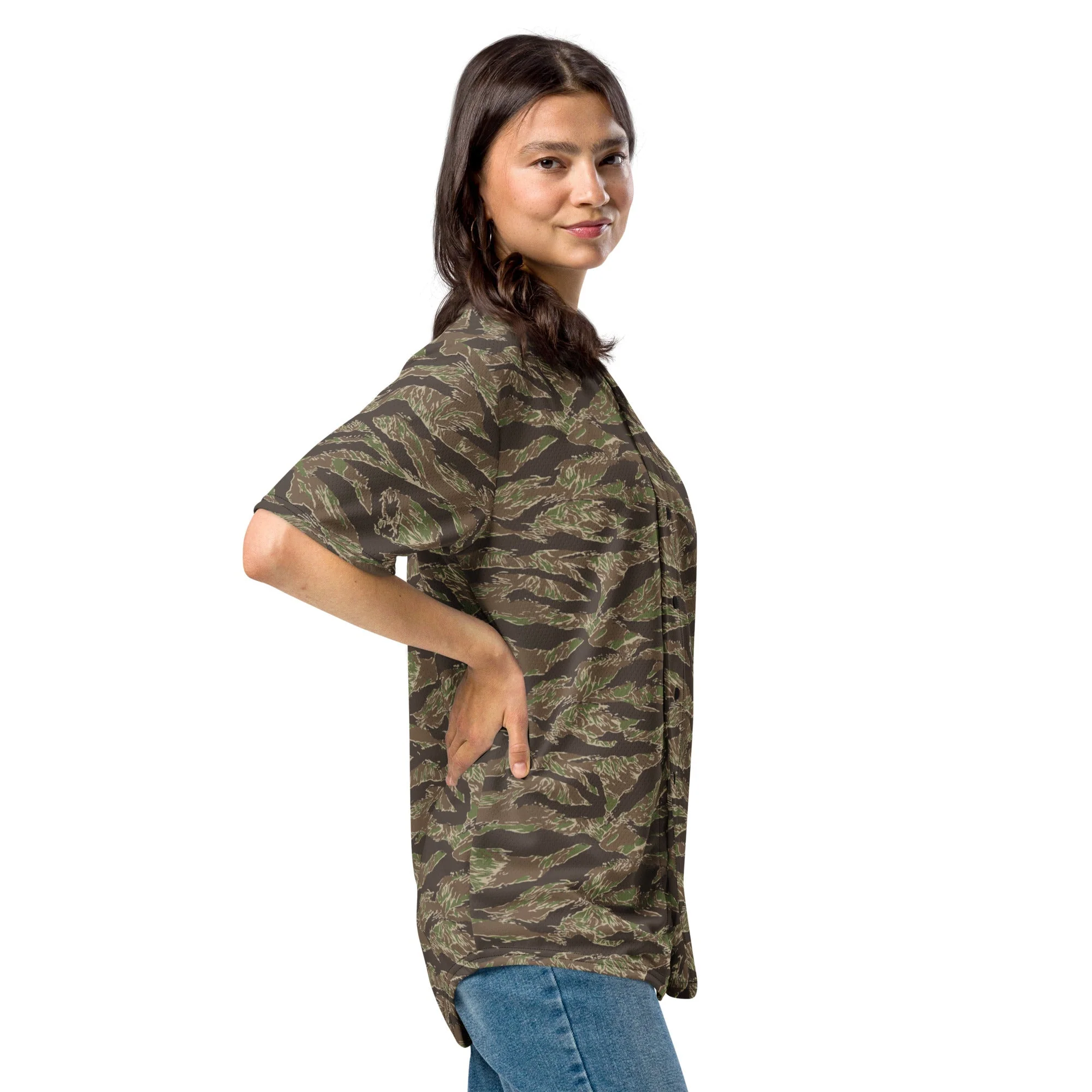 American Tiger Stripe Multi-terrain CAMO Unisex Baseball Jersey - Image 2