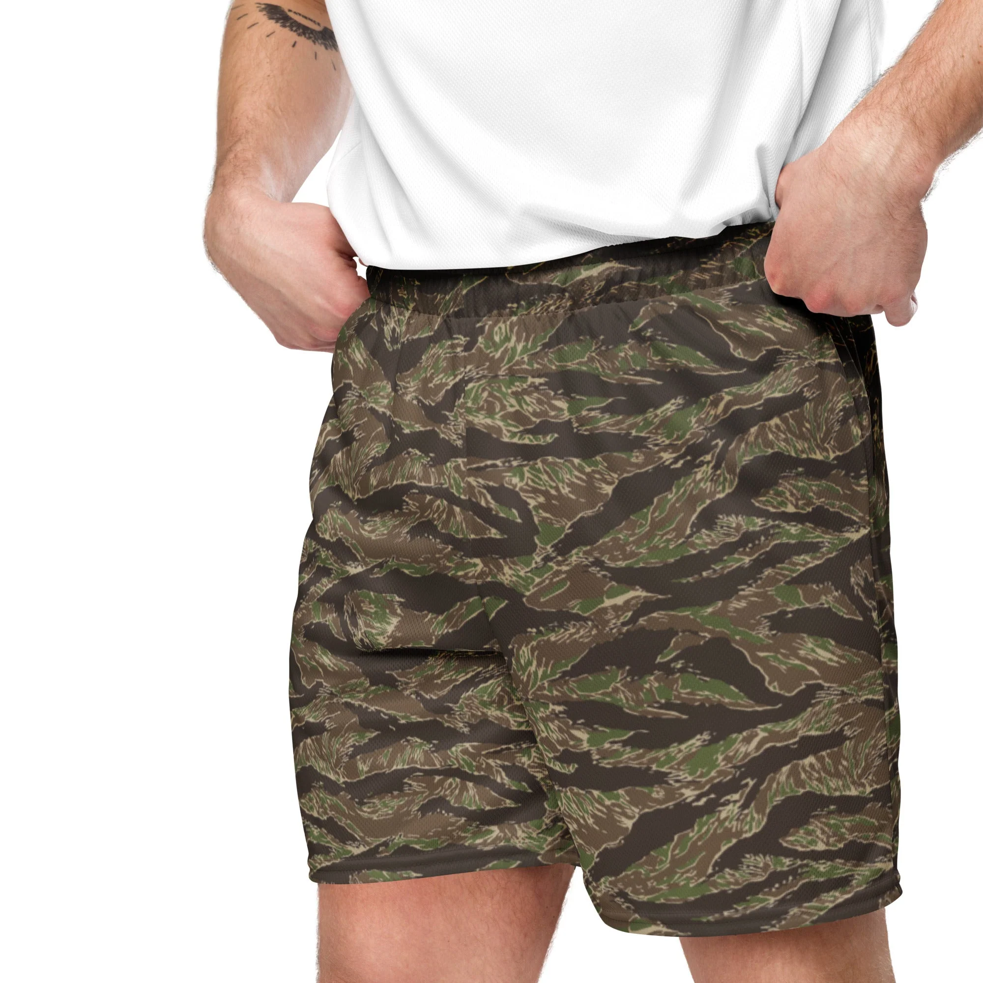 American Tiger Stripe Multi-terrain CAMO Unisex Mesh Shorts - Image 2