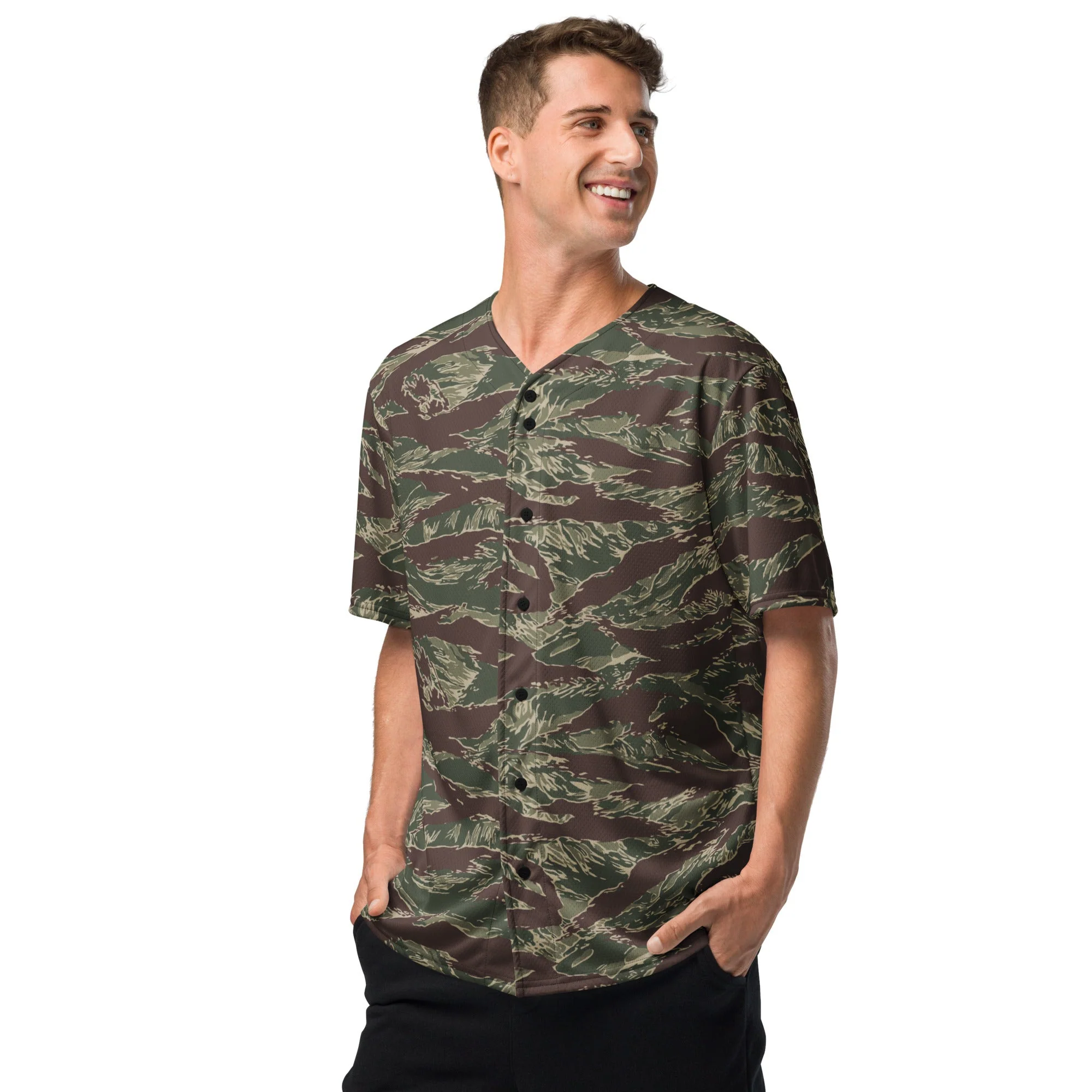 American Tiger Stripe Ridgeback CAMO Unisex Baseball Jersey - Image 9