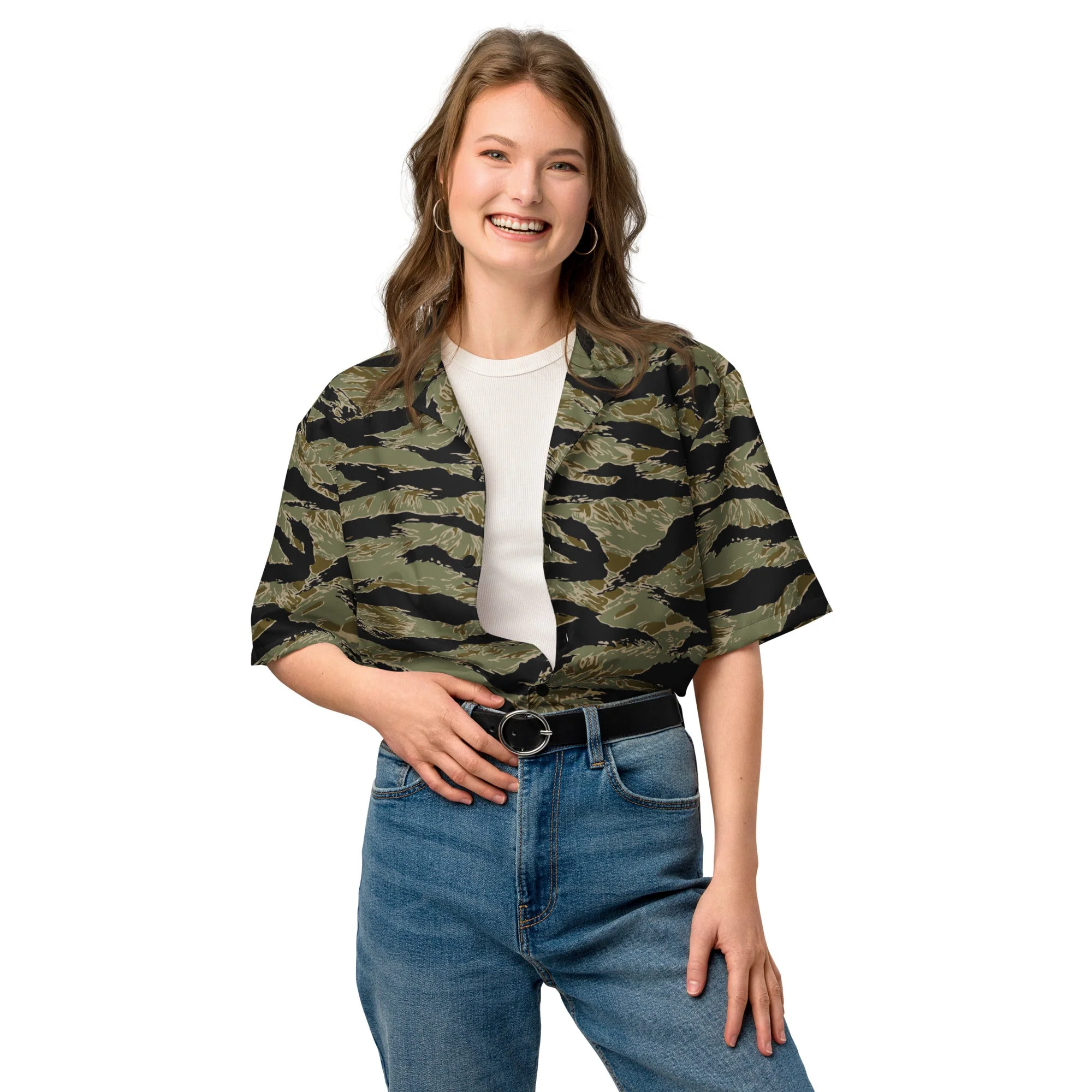 American Tiger Stripe Special Forces Advisor Sparse CAMO Unisex Short-Sleeve Button Shirt - Image 5