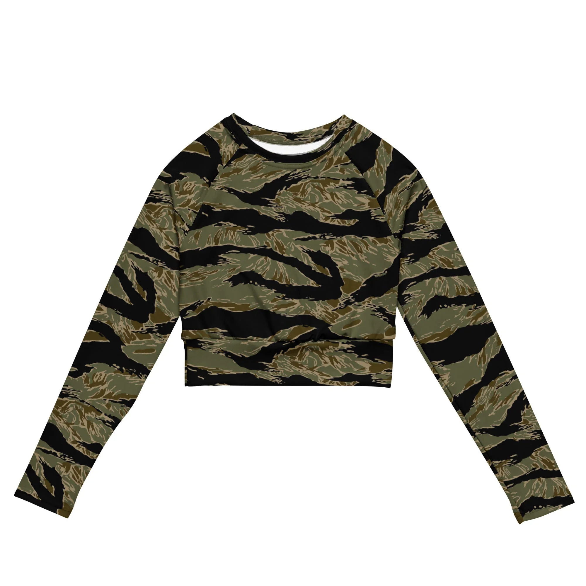 American Tiger Stripe Special Forces Advisor Sparse CAMO Womens Long-Sleeve Crop Top - Image 3