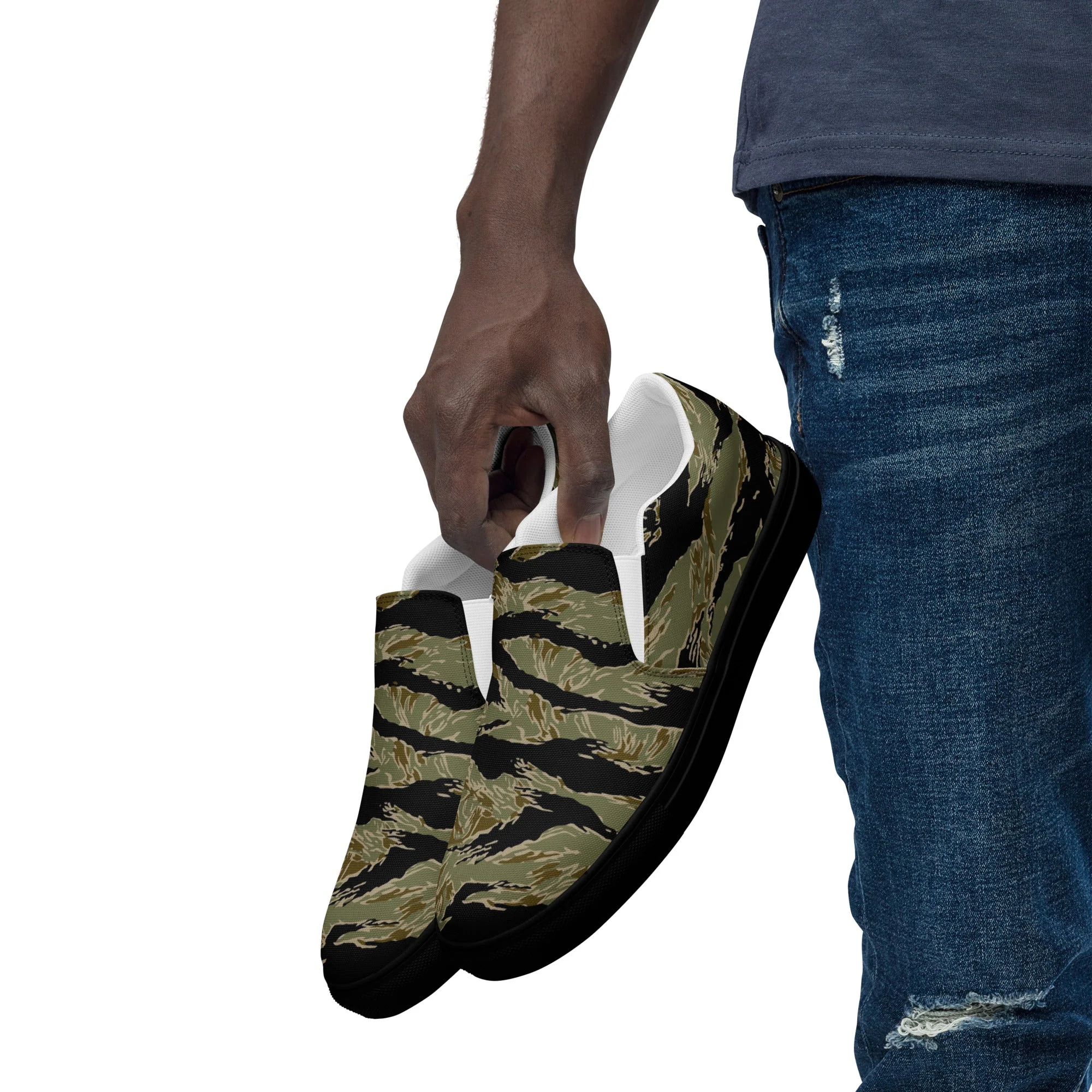 American Tiger Stripe Special Forces Advisor Sparse CAMO Mens Slip-On Canvas Shoes - Image 10