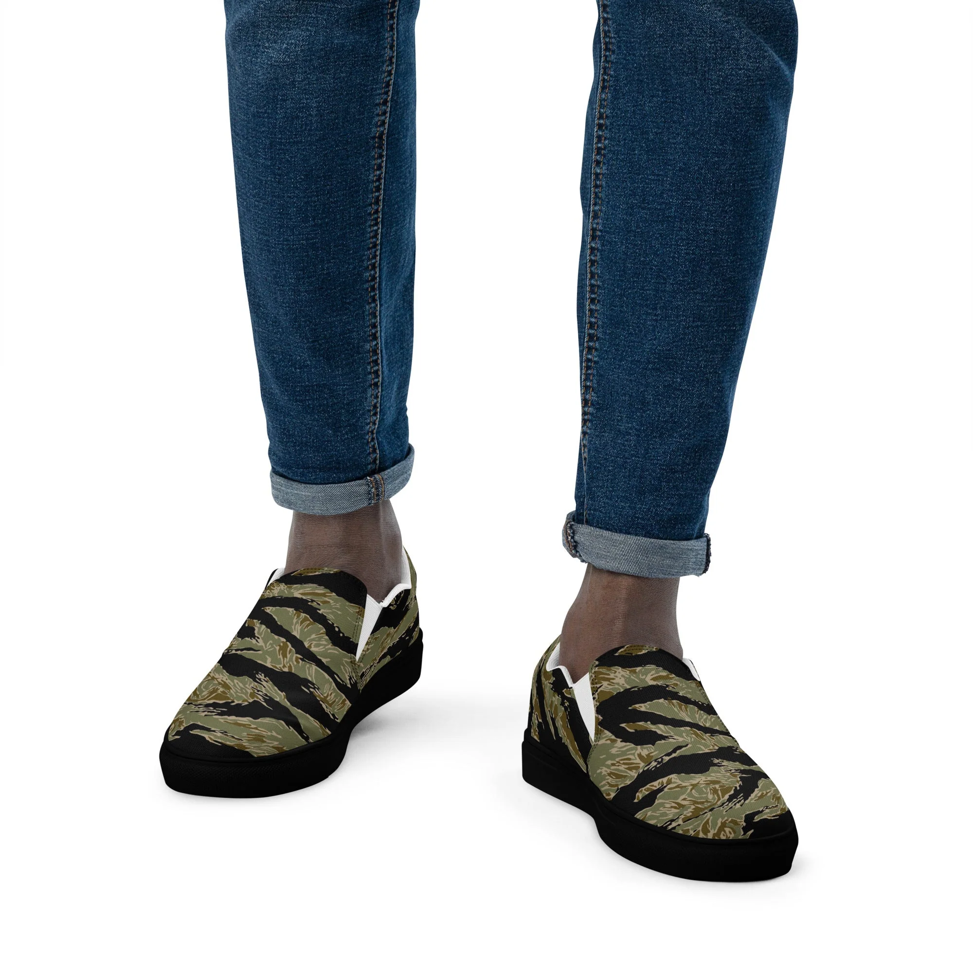 American Tiger Stripe Special Forces Advisor Sparse CAMO Mens Slip-On Canvas Shoes - Image 12