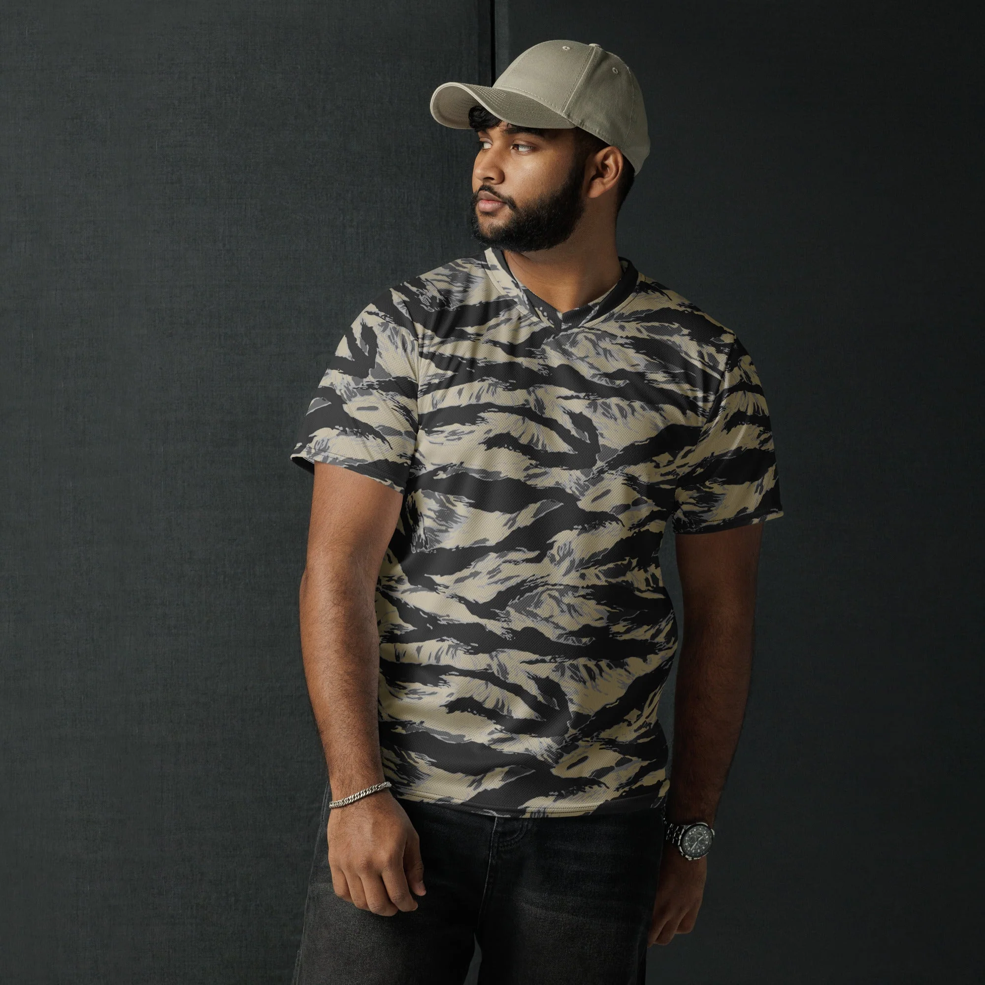 American Tiger Stripe Urban Rubble CAMO Unisex Sports Jersey - Image 10