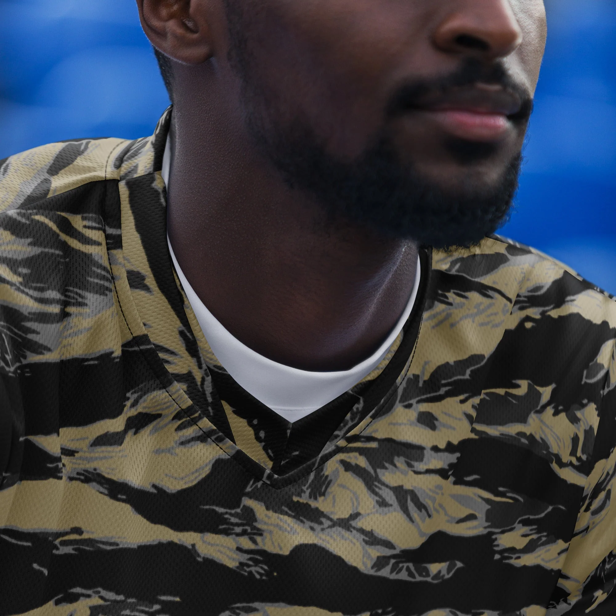 American Tiger Stripe Urban Rubble CAMO Unisex Sports Jersey - Image 5