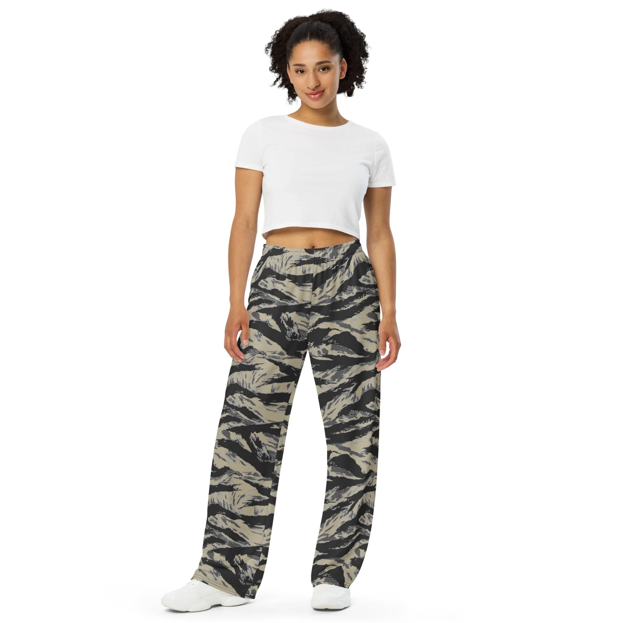 American Tiger Stripe Urban Rubble CAMO Unisex Wide-Leg Leisure Pants - Image 10