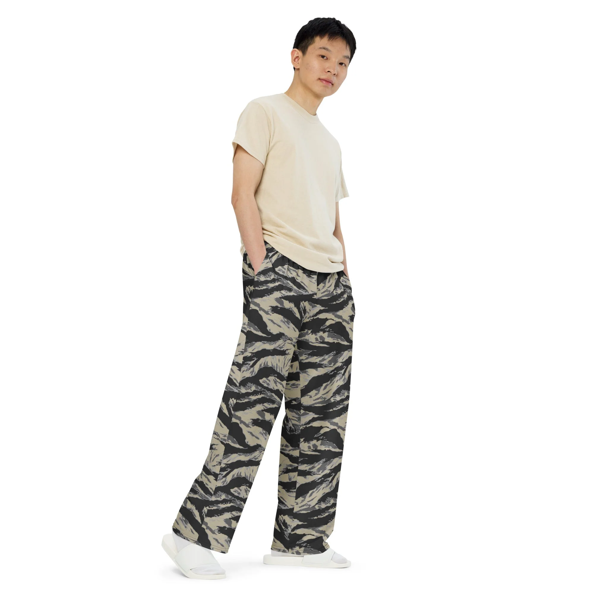 American Tiger Stripe Urban Rubble CAMO Unisex Wide-Leg Leisure Pants - Image 6