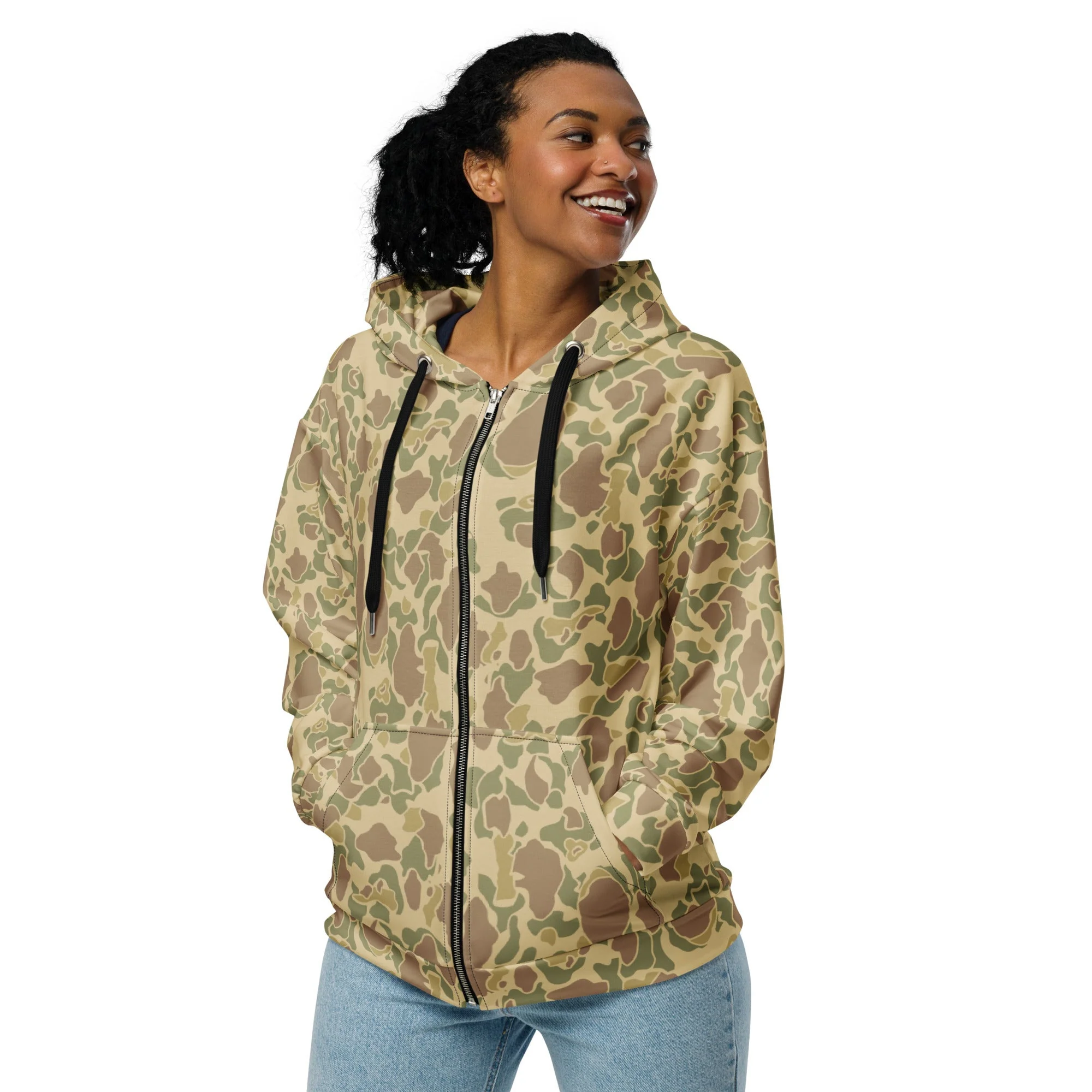 American Frog Skin Beach CAMO Unisex Zip Hoodie - Image 7