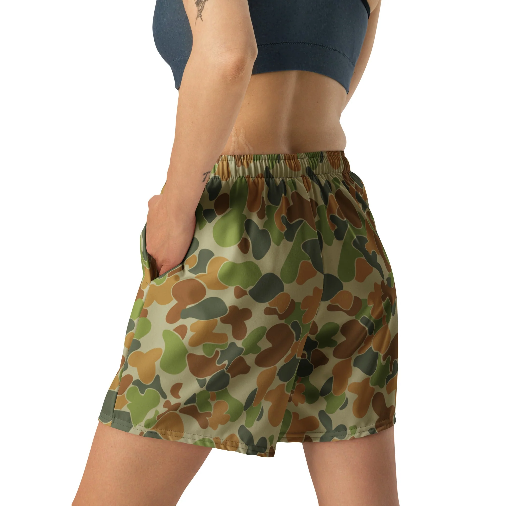 Australian AUSCAM Disruptive Pattern Camouflage Uniform (DPCU) CAMO Unisex Athletic Long Shorts - Image 4