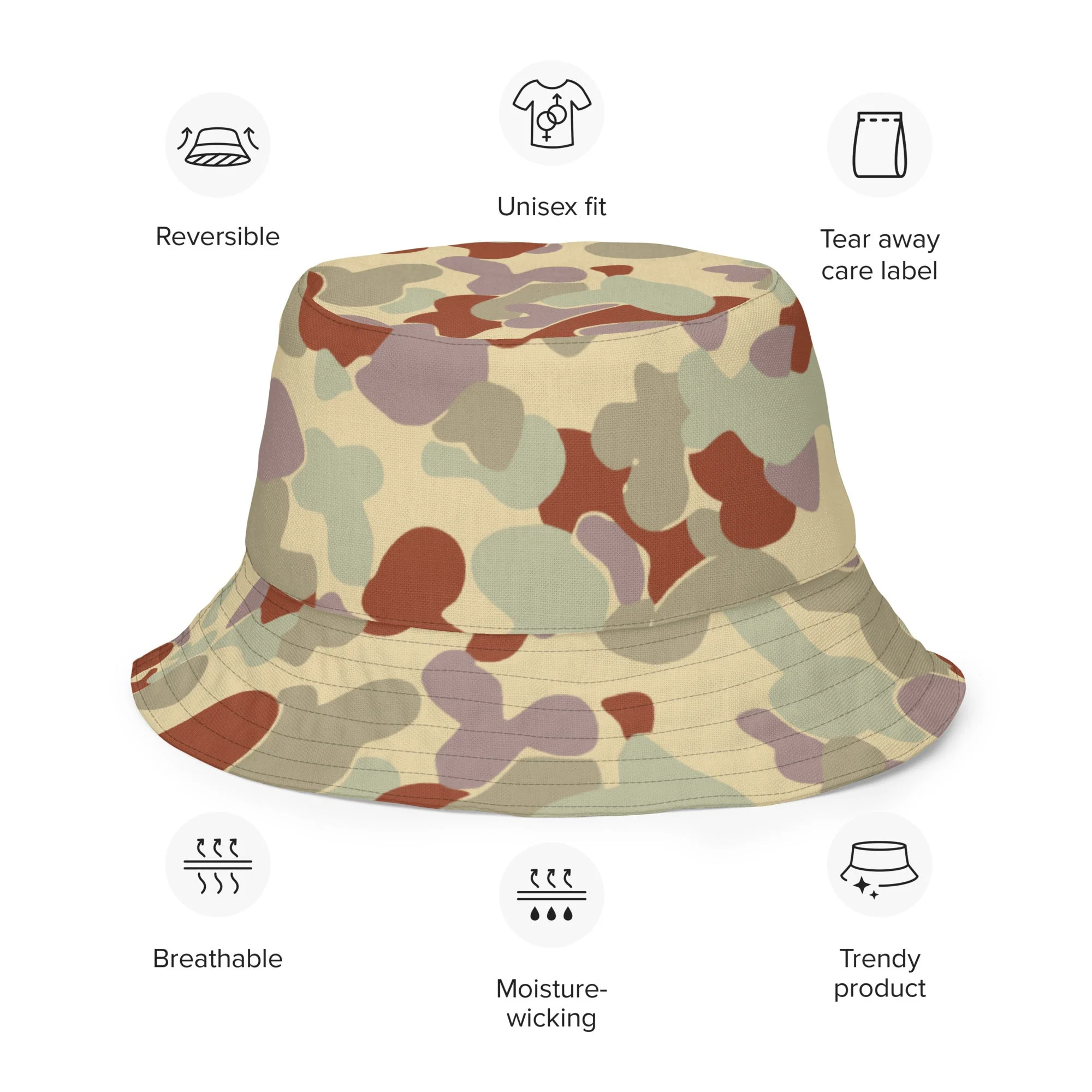 Australian AUSCAM Disruptive Pattern Desert Uniform (DPDU) MK2 CAMO Reversible Bucket Hat - Image 6