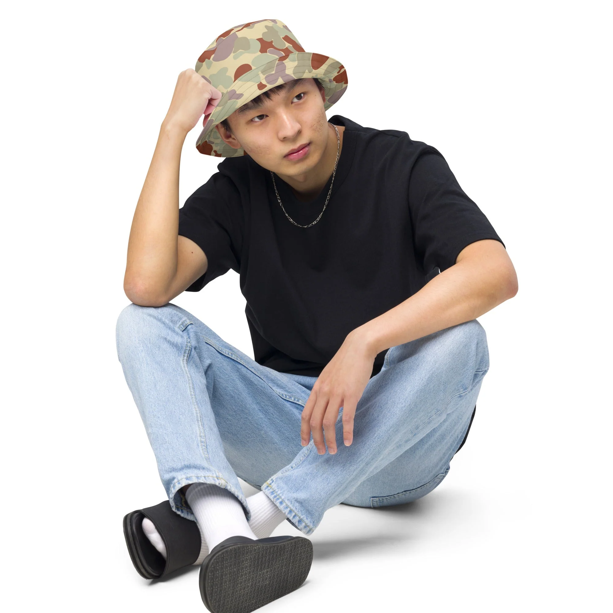 Australian AUSCAM Disruptive Pattern Desert Uniform (DPDU) MK2 CAMO Reversible Bucket Hat - Image 8