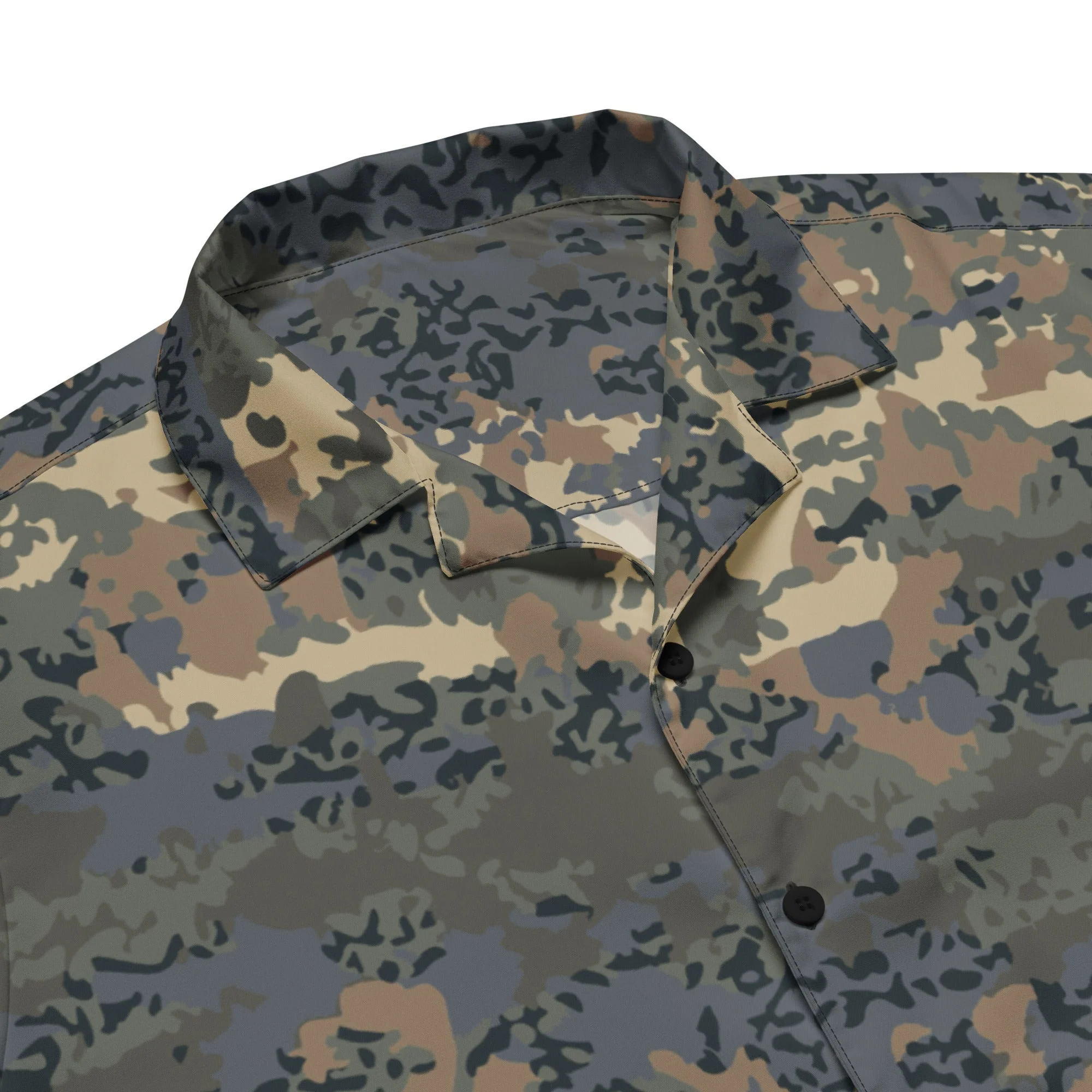Austrian Tarnanzug CAMO Unisex Short-Sleeve Button Shirt - Image 2