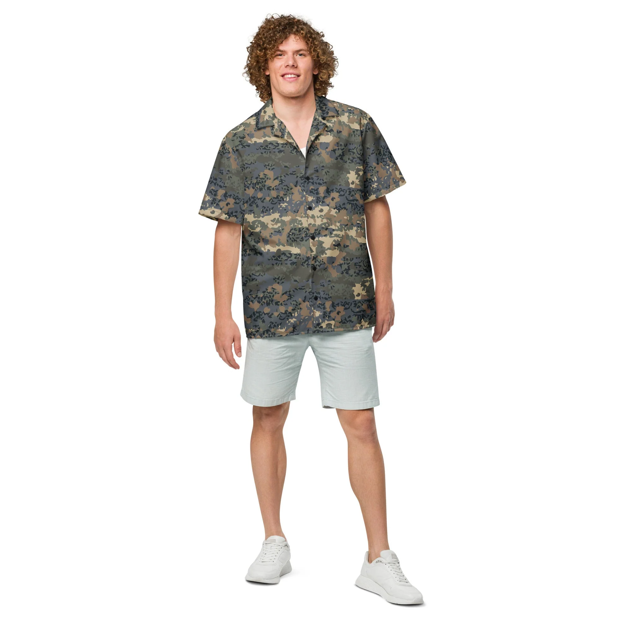 Austrian Tarnanzug CAMO Unisex Short-Sleeve Button Shirt - Image 4