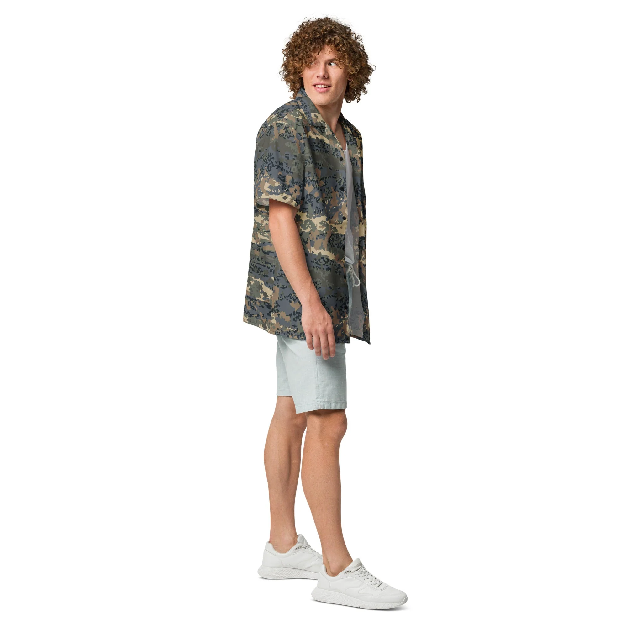 Austrian Tarnanzug CAMO Unisex Short-Sleeve Button Shirt - Image 6
