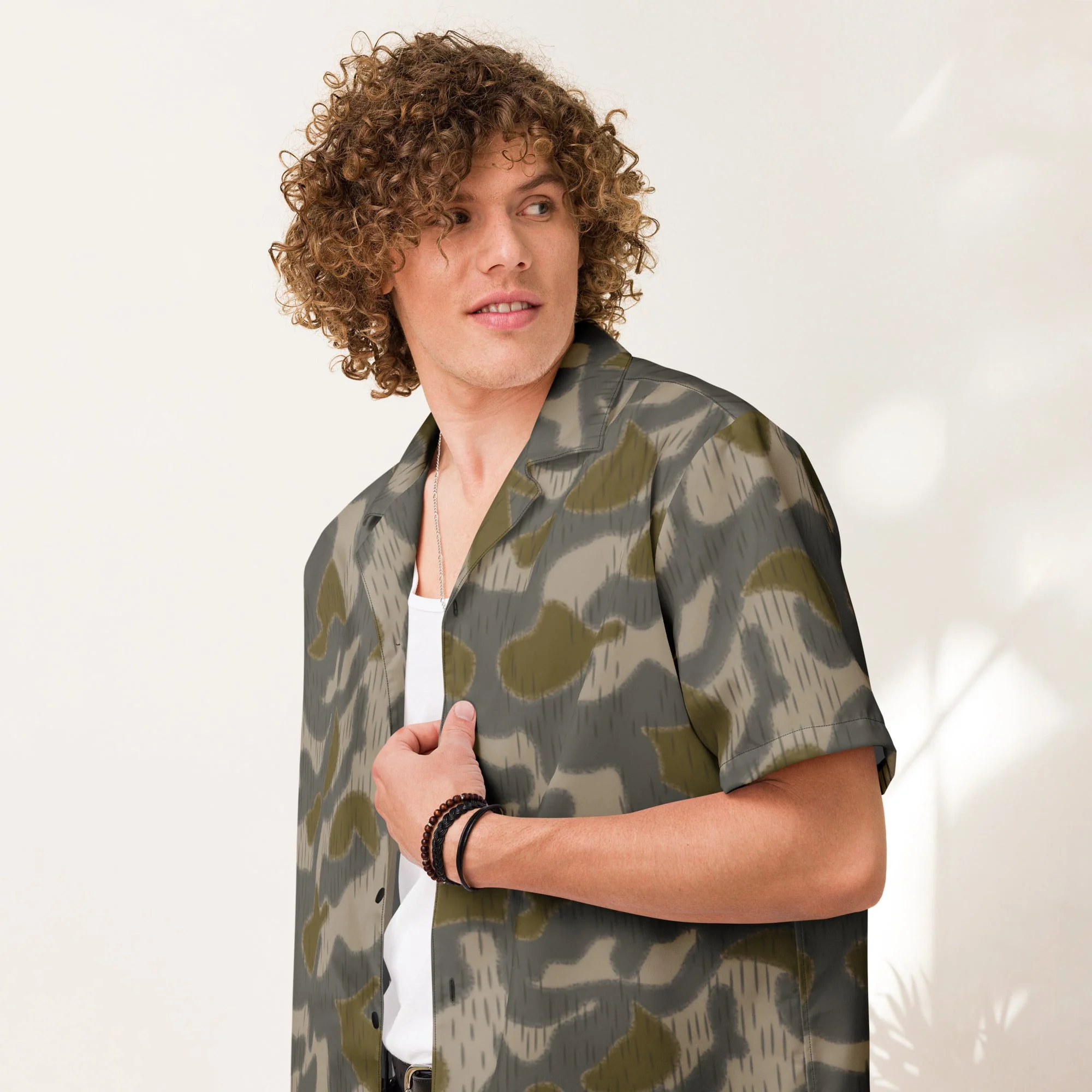 Austrian Zeltbahn Sumpfmuster Marsh CAMO Unisex Short-Sleeve Button Shirt