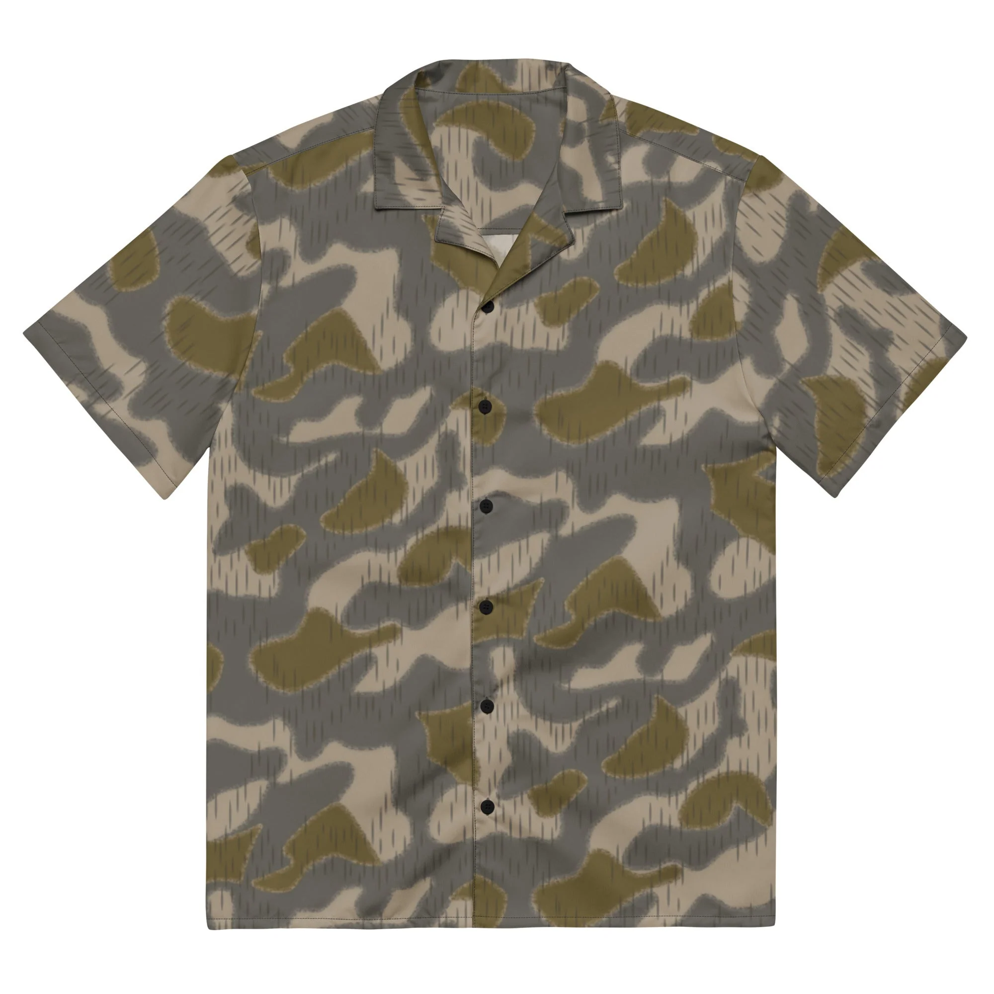 Austrian Zeltbahn Sumpfmuster Marsh CAMO Unisex Short-Sleeve Button Shirt - Image 3