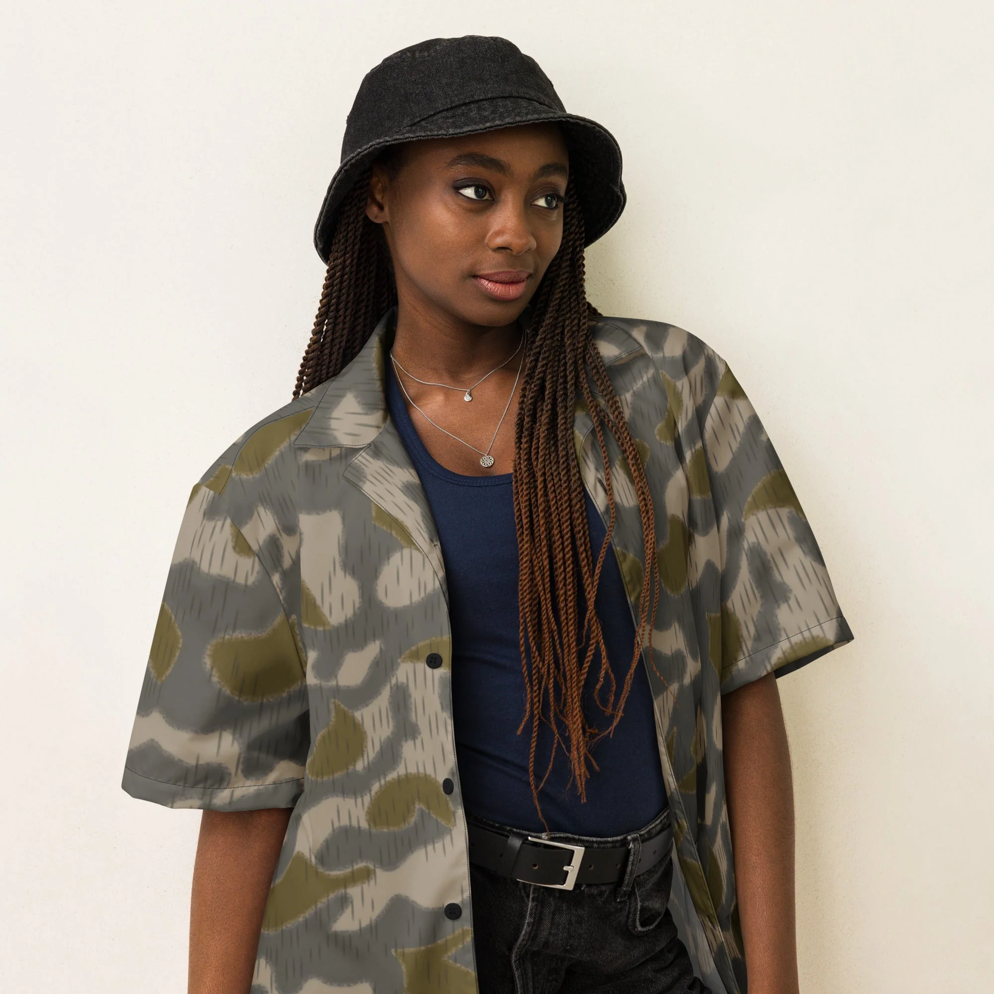 Austrian Zeltbahn Sumpfmuster Marsh CAMO Unisex Short-Sleeve Button Shirt - Image 8