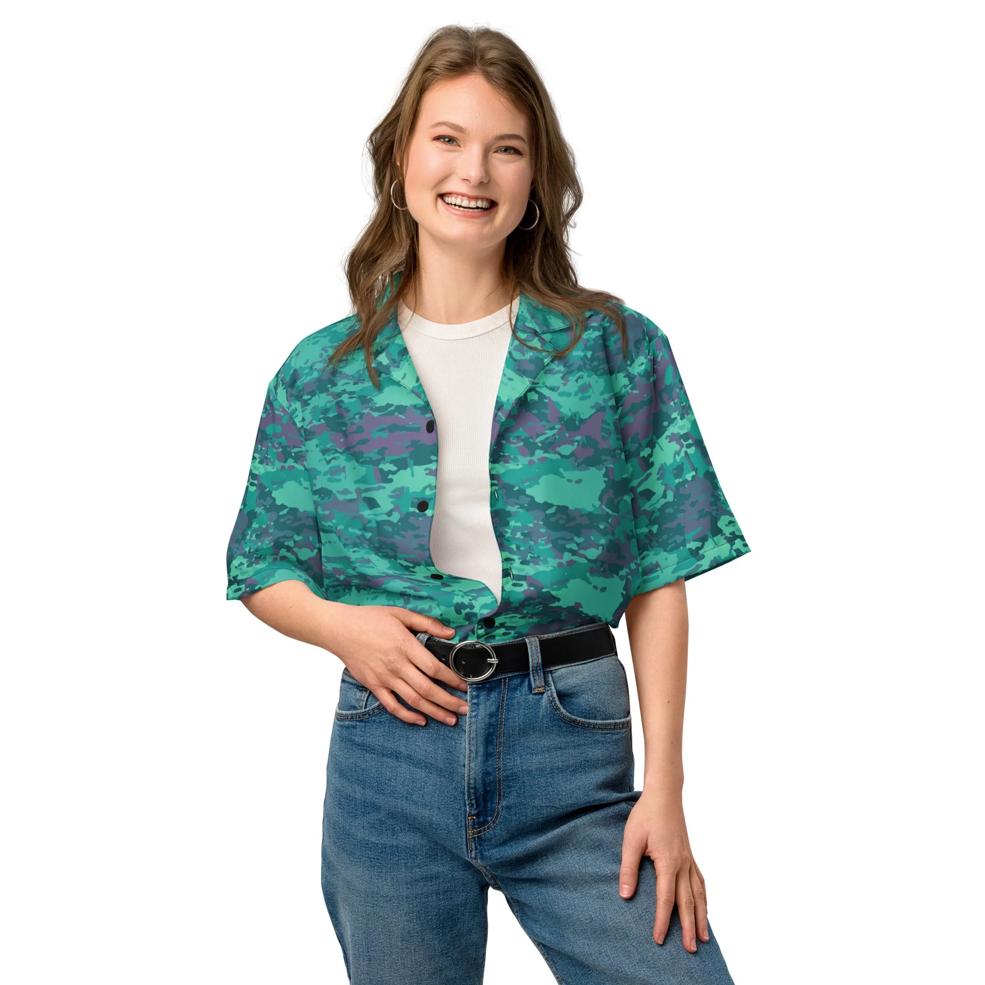 Baja Blast CAMO Unisex Short-Sleeve Button Shirt - Image 4