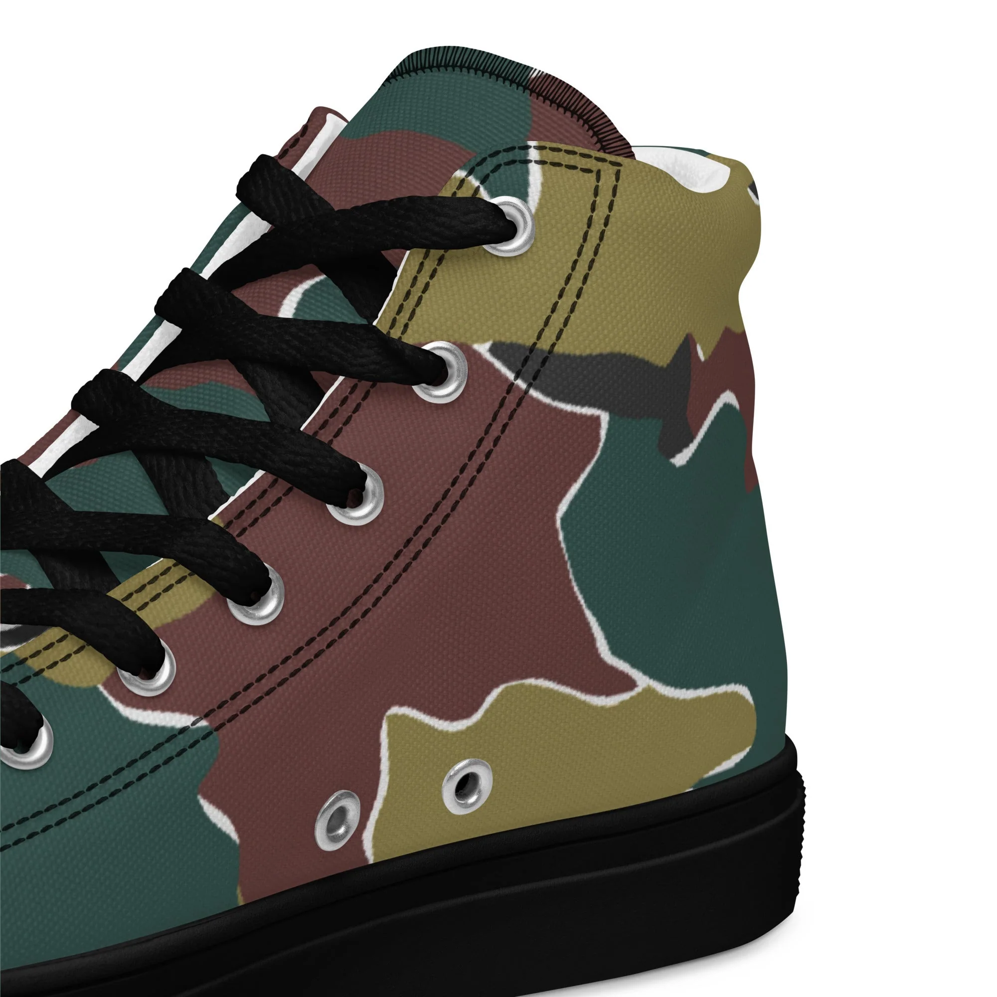 Belgian Jigsaw Autumn CAMO Mens High-Top Canvas Shoes - Image 4