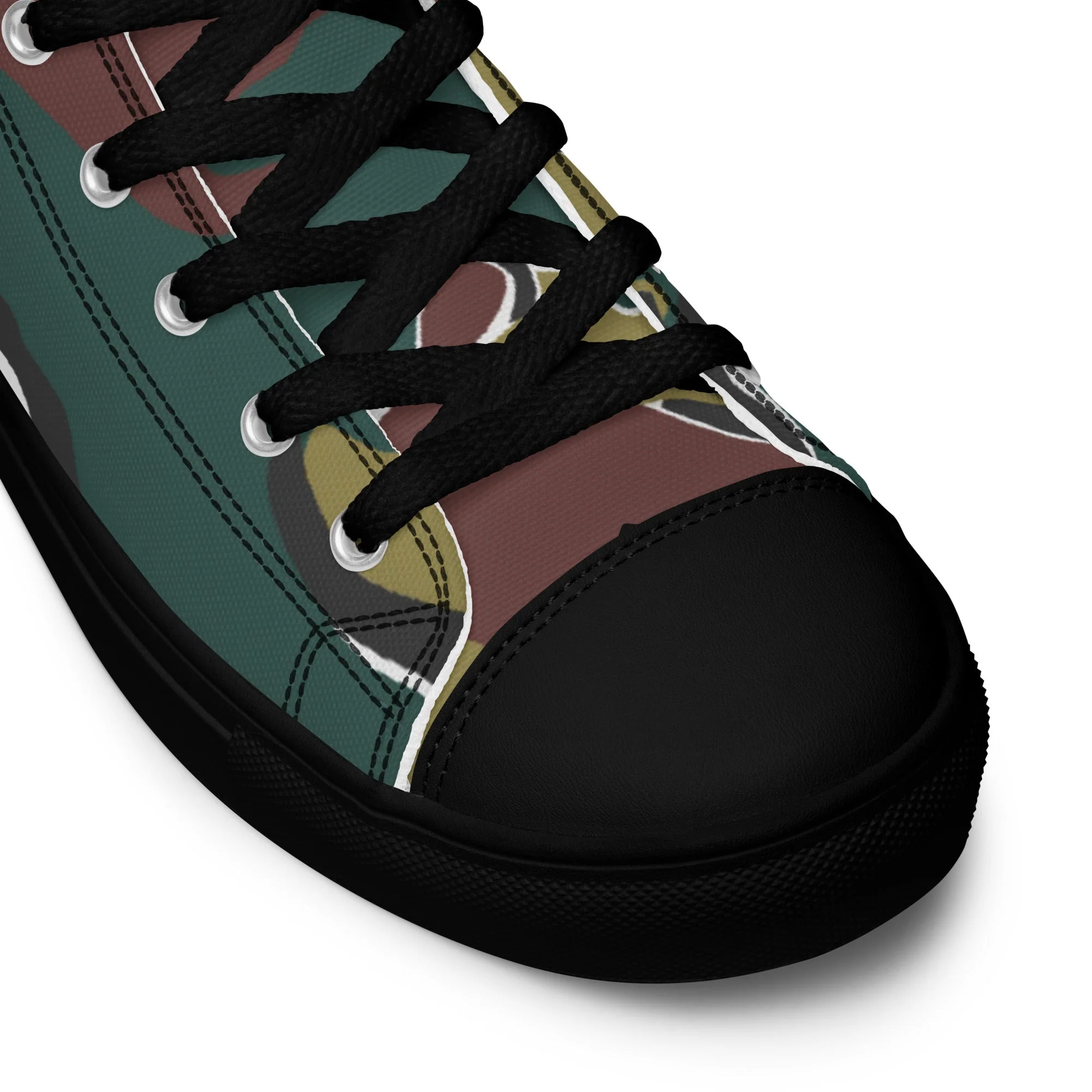 Belgian Jigsaw Autumn CAMO Mens High-Top Canvas Shoes - Image 5