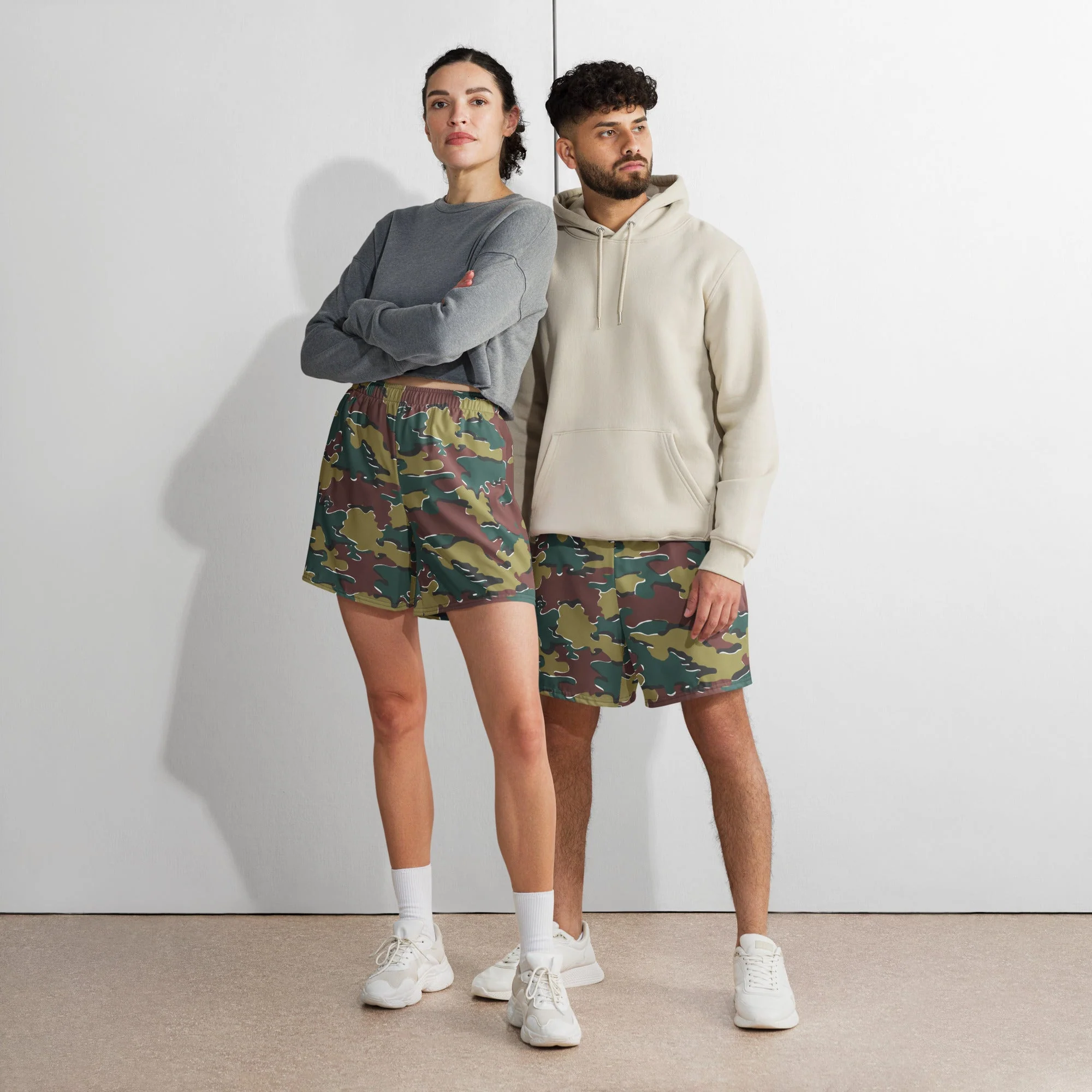 Belgian Jigsaw Autumn CAMO Unisex Athletic Long Shorts - Image 3