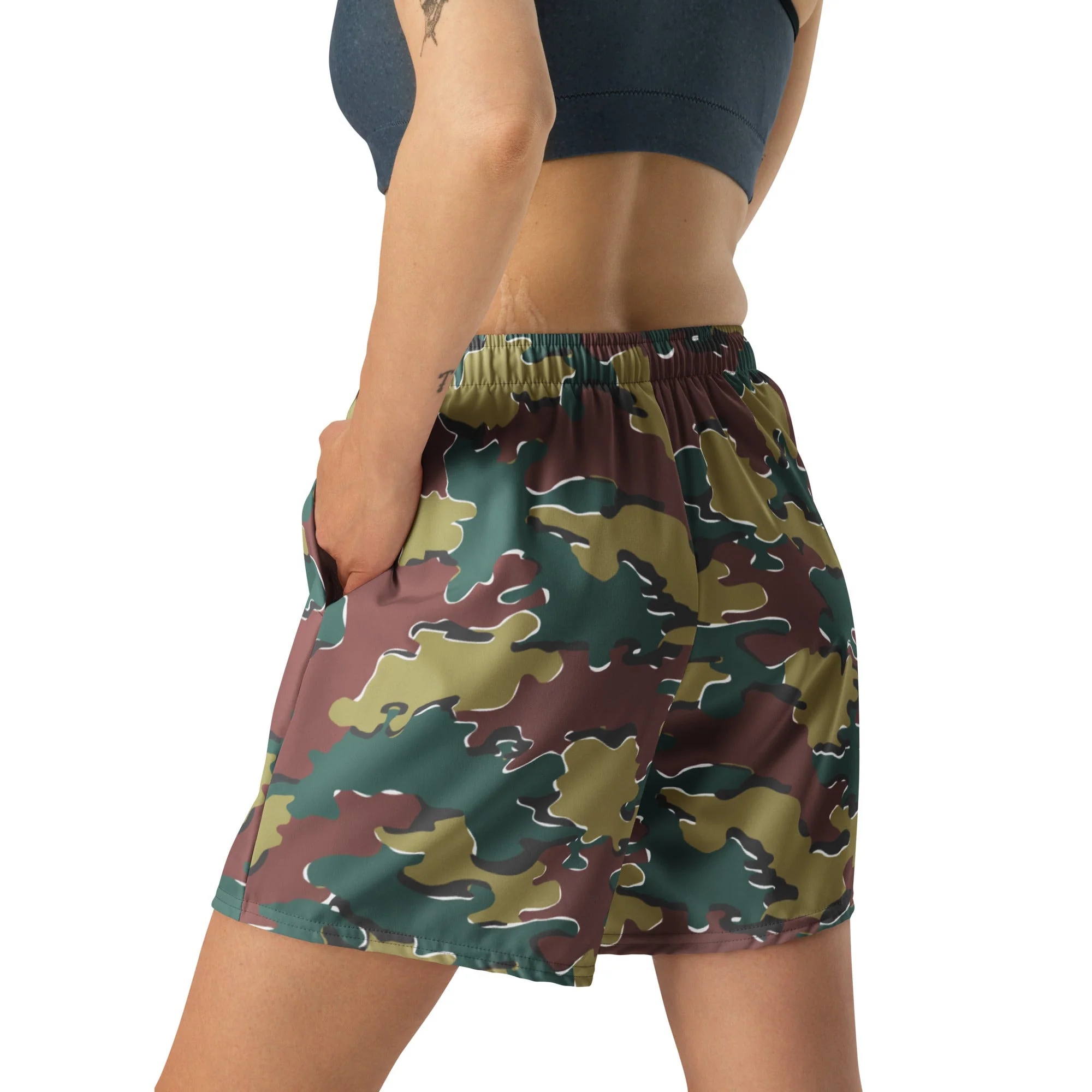 Belgian Jigsaw Autumn CAMO Unisex Athletic Long Shorts - Image 4