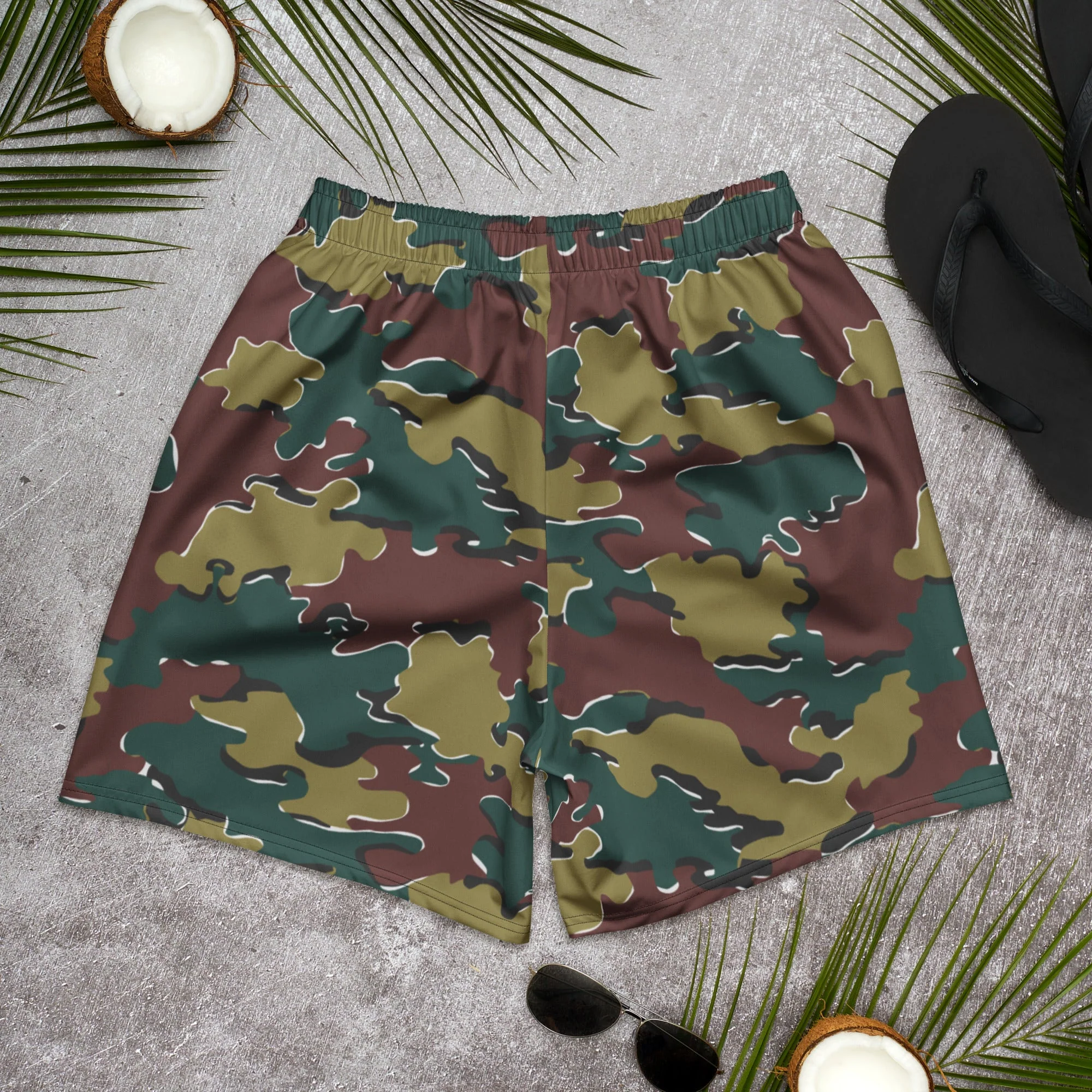 Belgian Jigsaw Autumn CAMO Unisex Athletic Long Shorts - Image 5