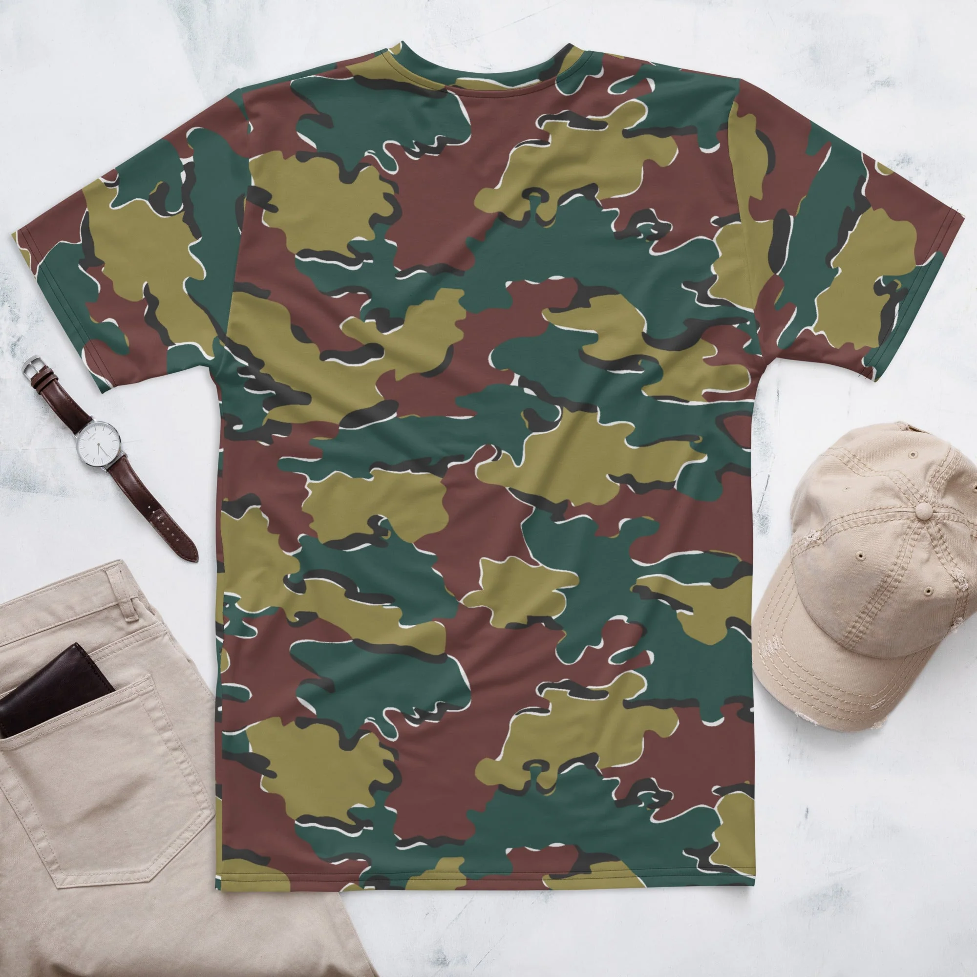Belgian Jigsaw Autumn CAMO Mens T-Shirt - Image 6