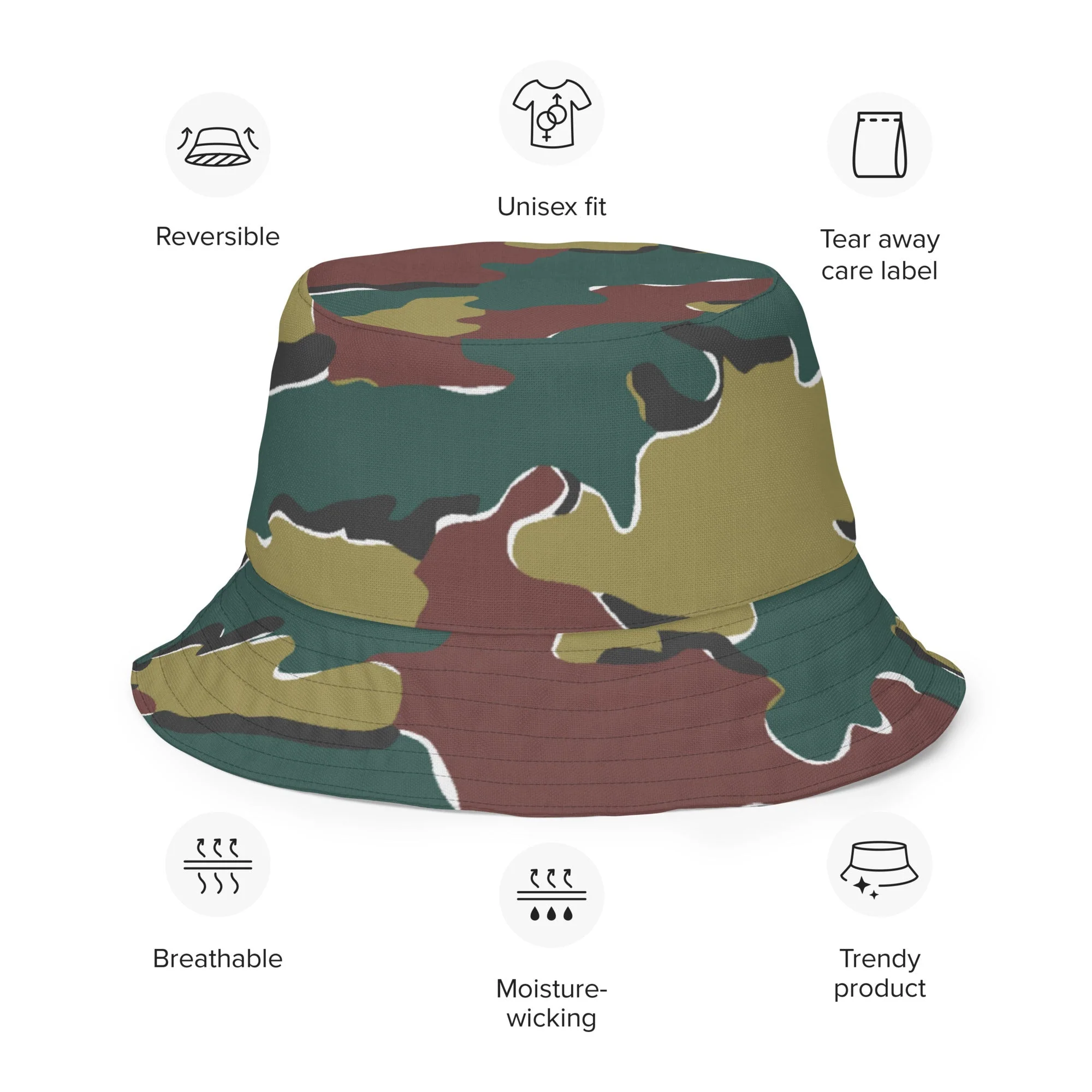Belgian Jigsaw Autumn CAMO Reversible Bucket Hat - Image 6