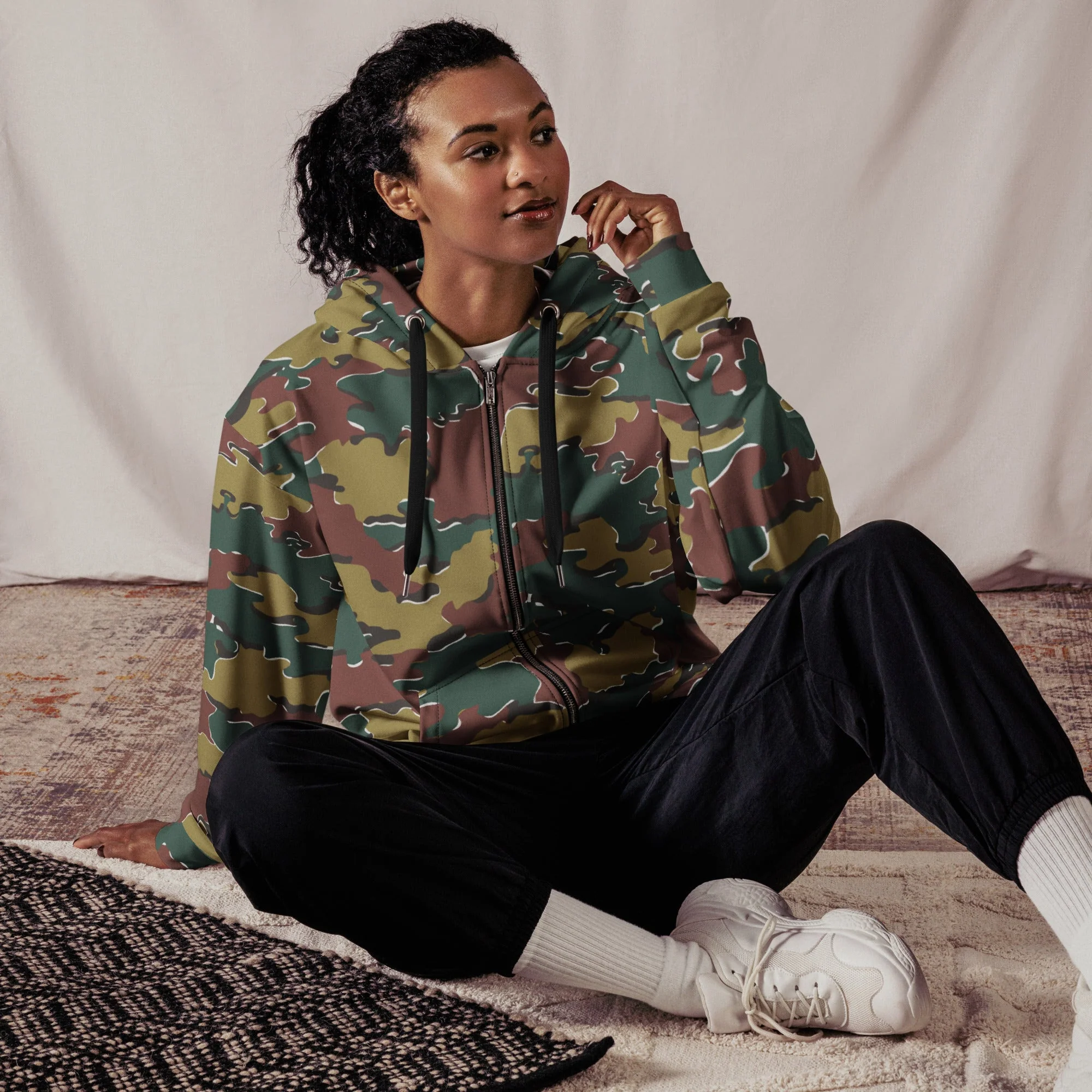 Belgian Jigsaw Autumn CAMO Unisex Zip Hoodie - Image 3