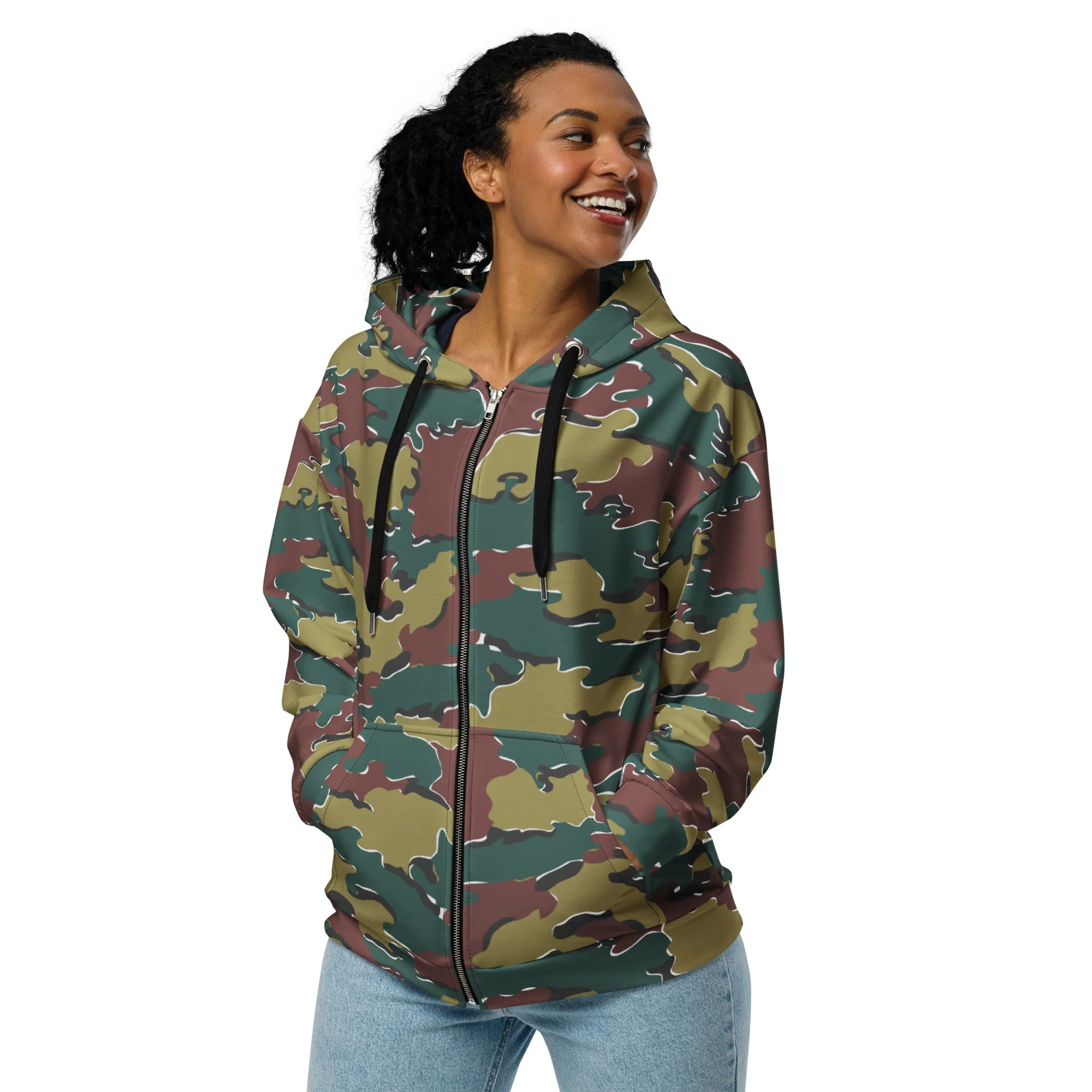 Belgian Jigsaw Autumn CAMO Unisex Zip Hoodie - Image 7