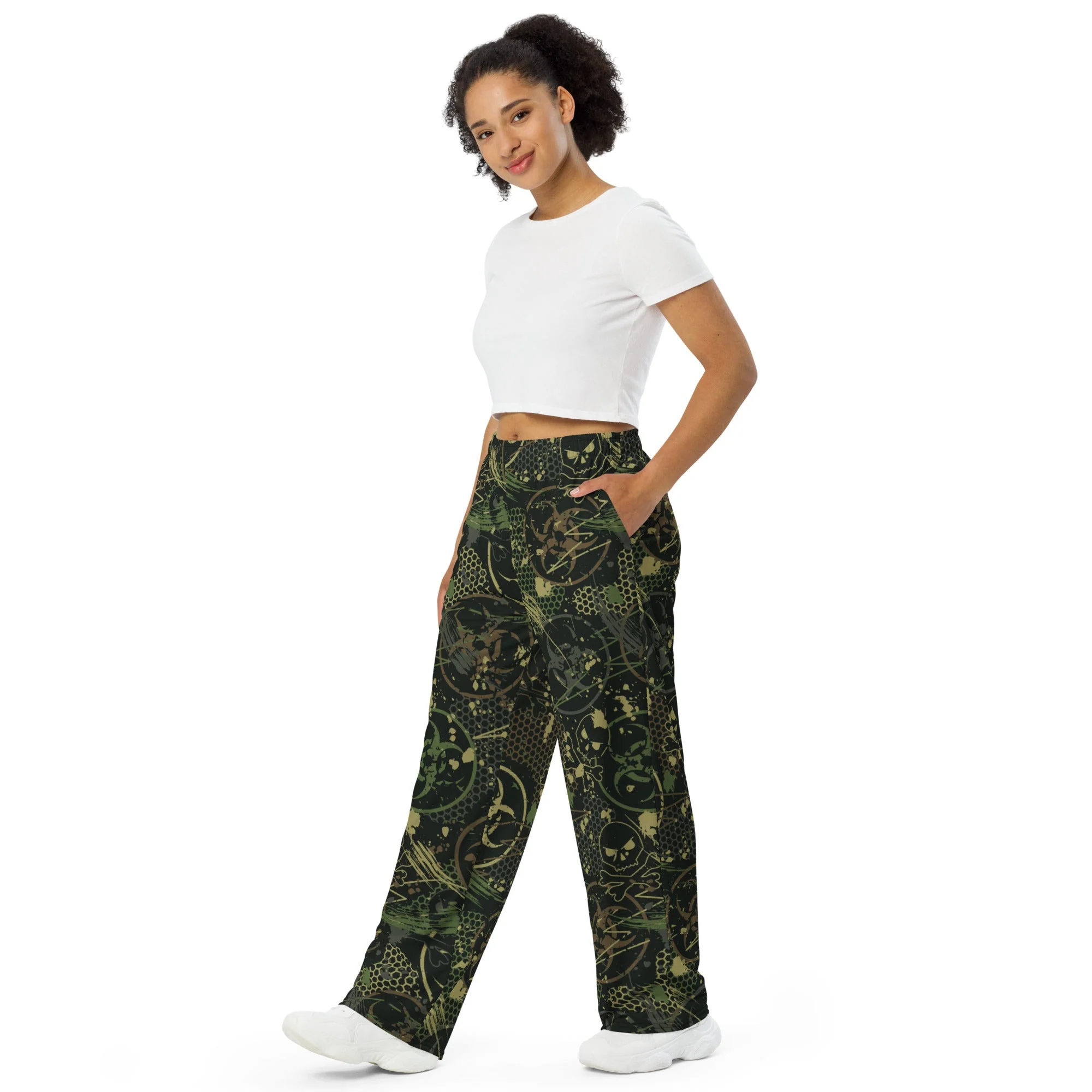 Biohazard Wasteland CAMO Unisex Wide-Leg Leisure Pants - Image 4