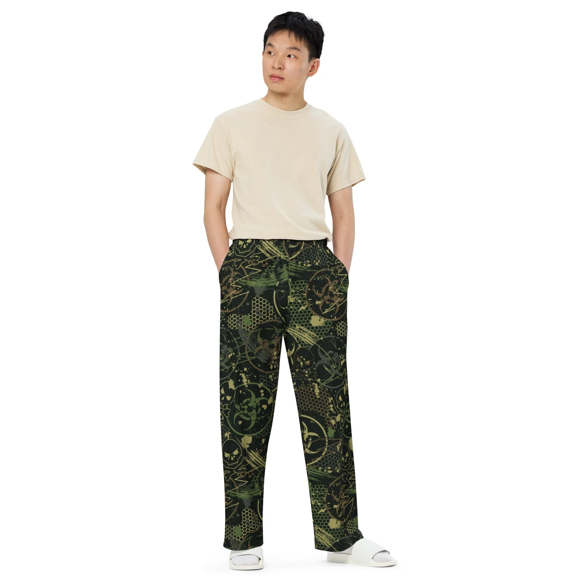 Biohazard Wasteland CAMO Unisex Wide-Leg Leisure Pants - Image 7