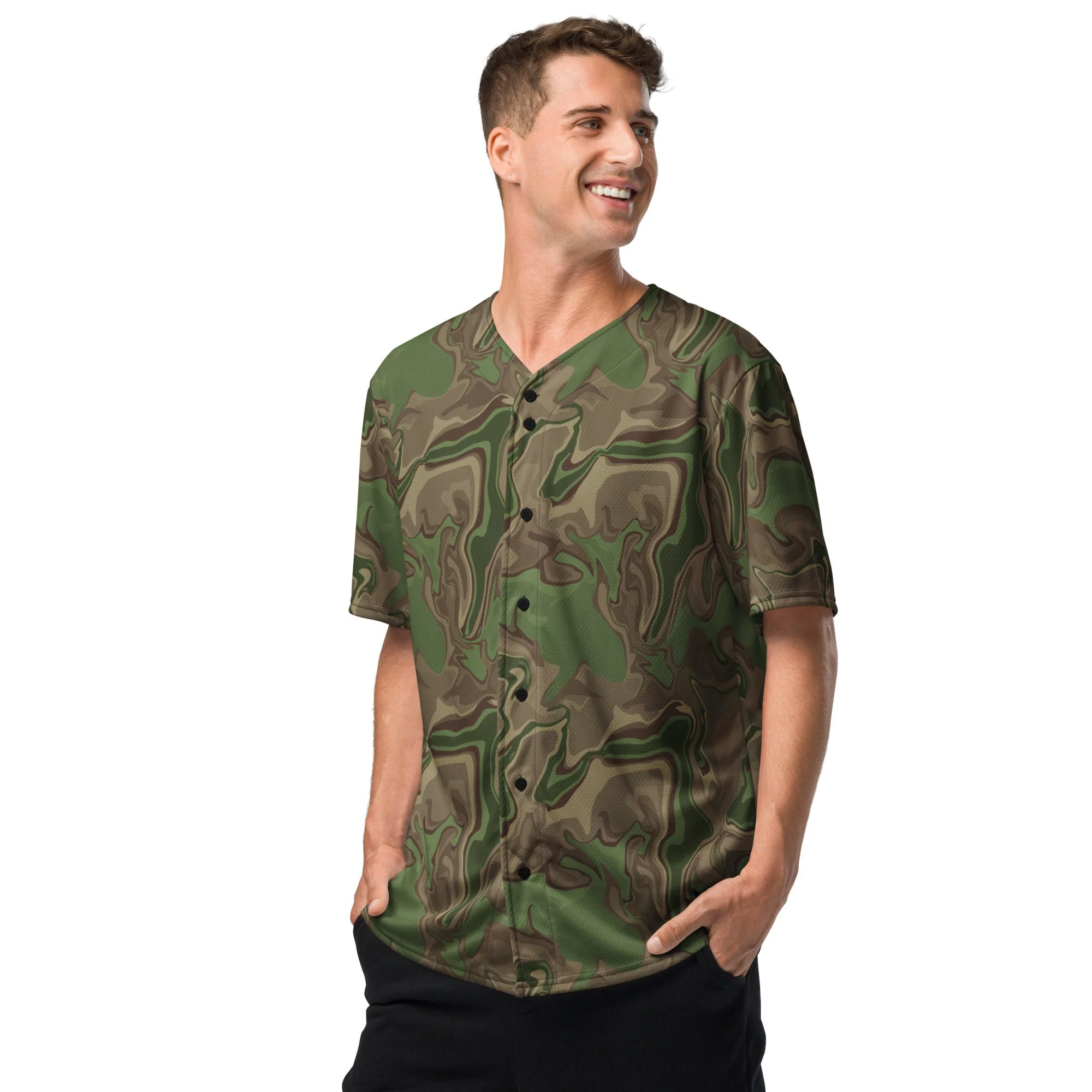 Black OPS Sludgeflow Morphic CAMO Unisex Baseball Jersey - Image 15