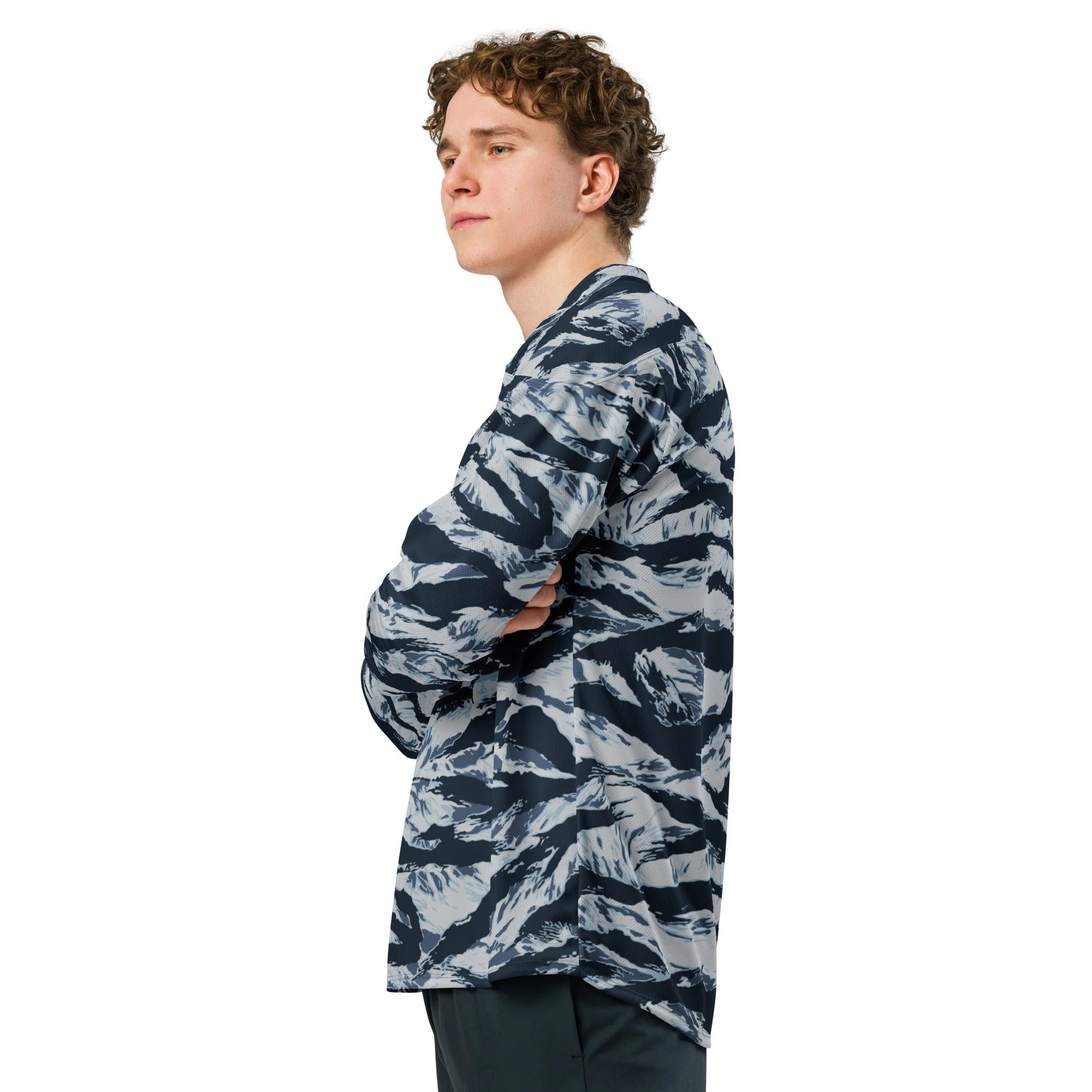 American Tiger Stripe Blue Frost CAMO Unisex Hockey Fan Jersey