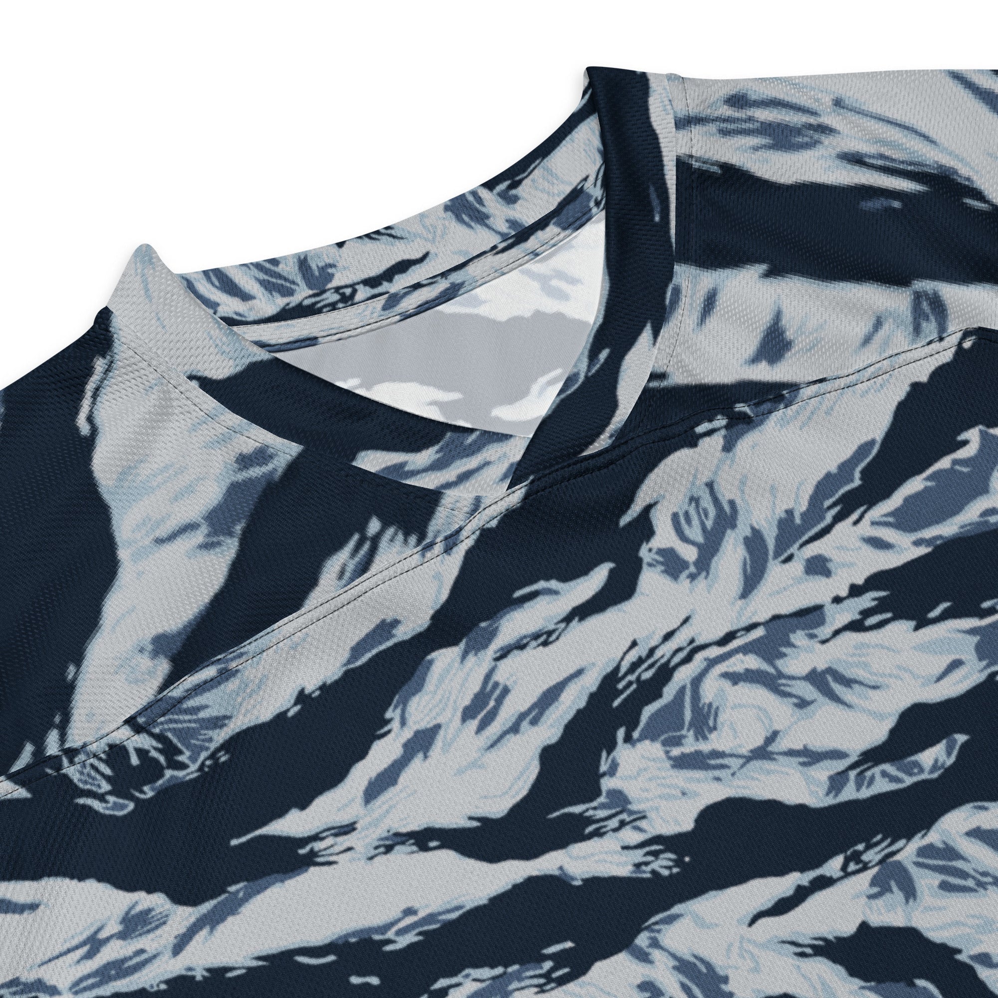 American Tiger Stripe Blue Frost CAMO Unisex Hockey Fan Jersey - Image 13