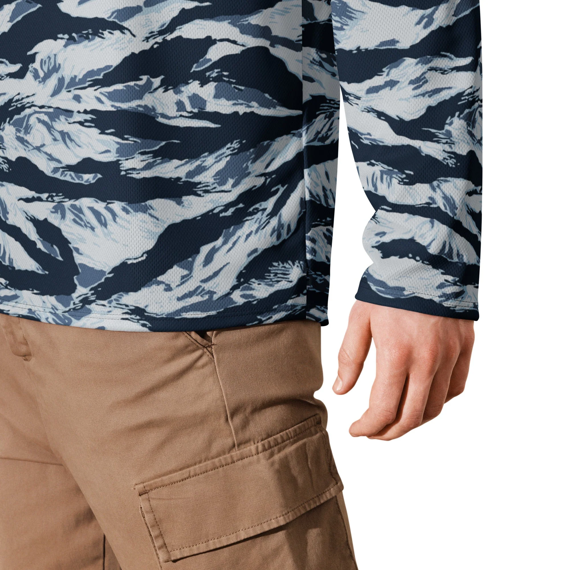 American Tiger Stripe Blue Frost CAMO Unisex Hockey Fan Jersey - Image 2