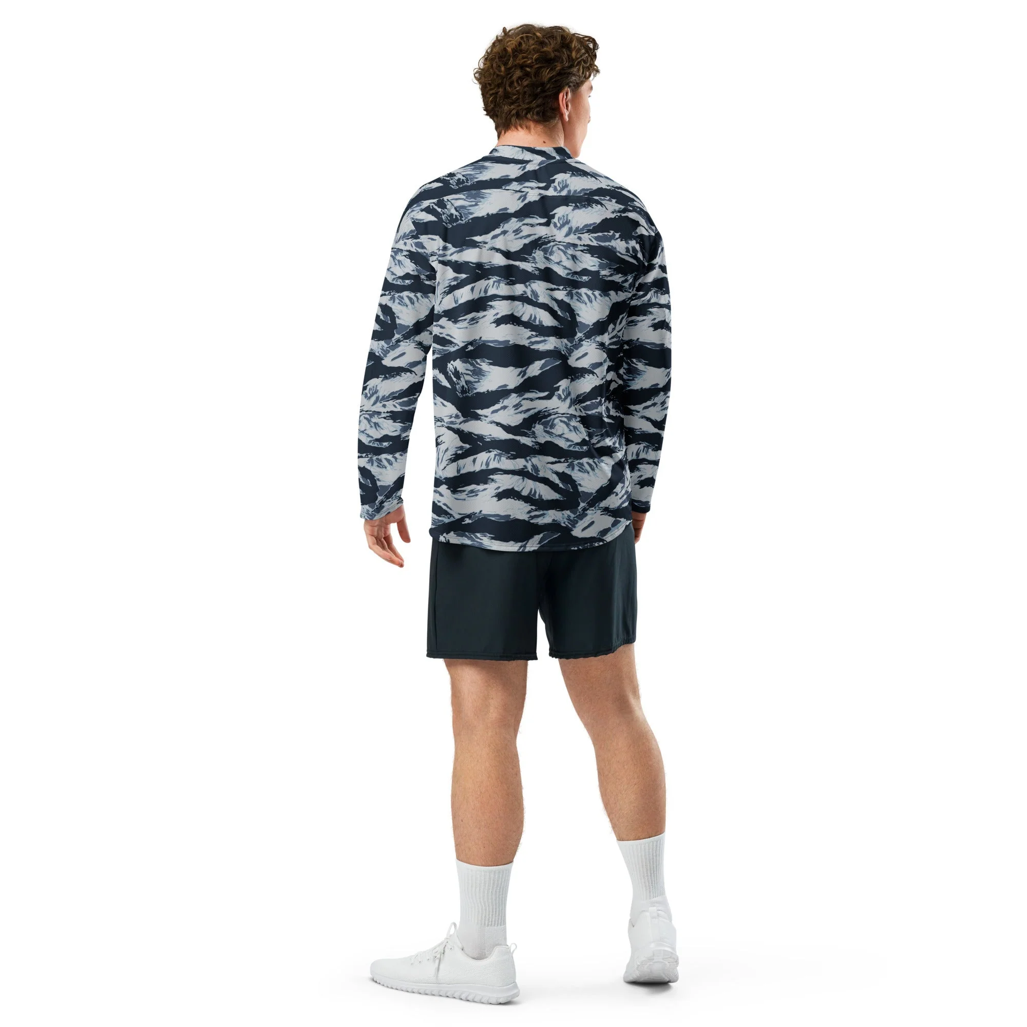 American Tiger Stripe Blue Frost CAMO Unisex Hockey Fan Jersey - Image 4