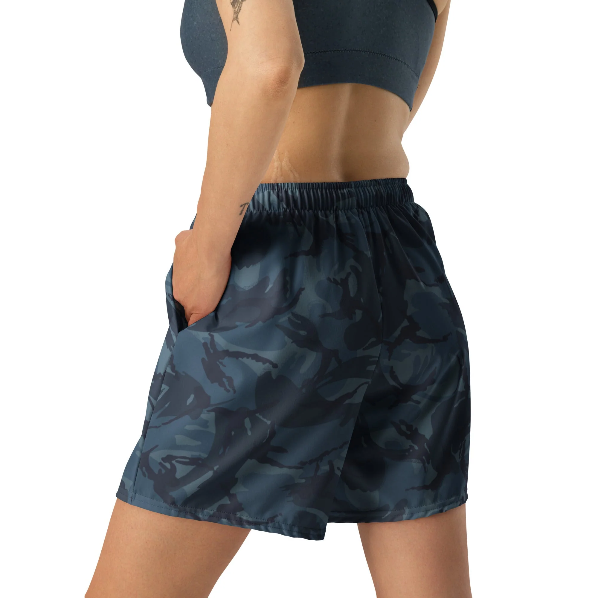 British DPM Night CAMO Unisex Athletic Long Shorts - Image 3