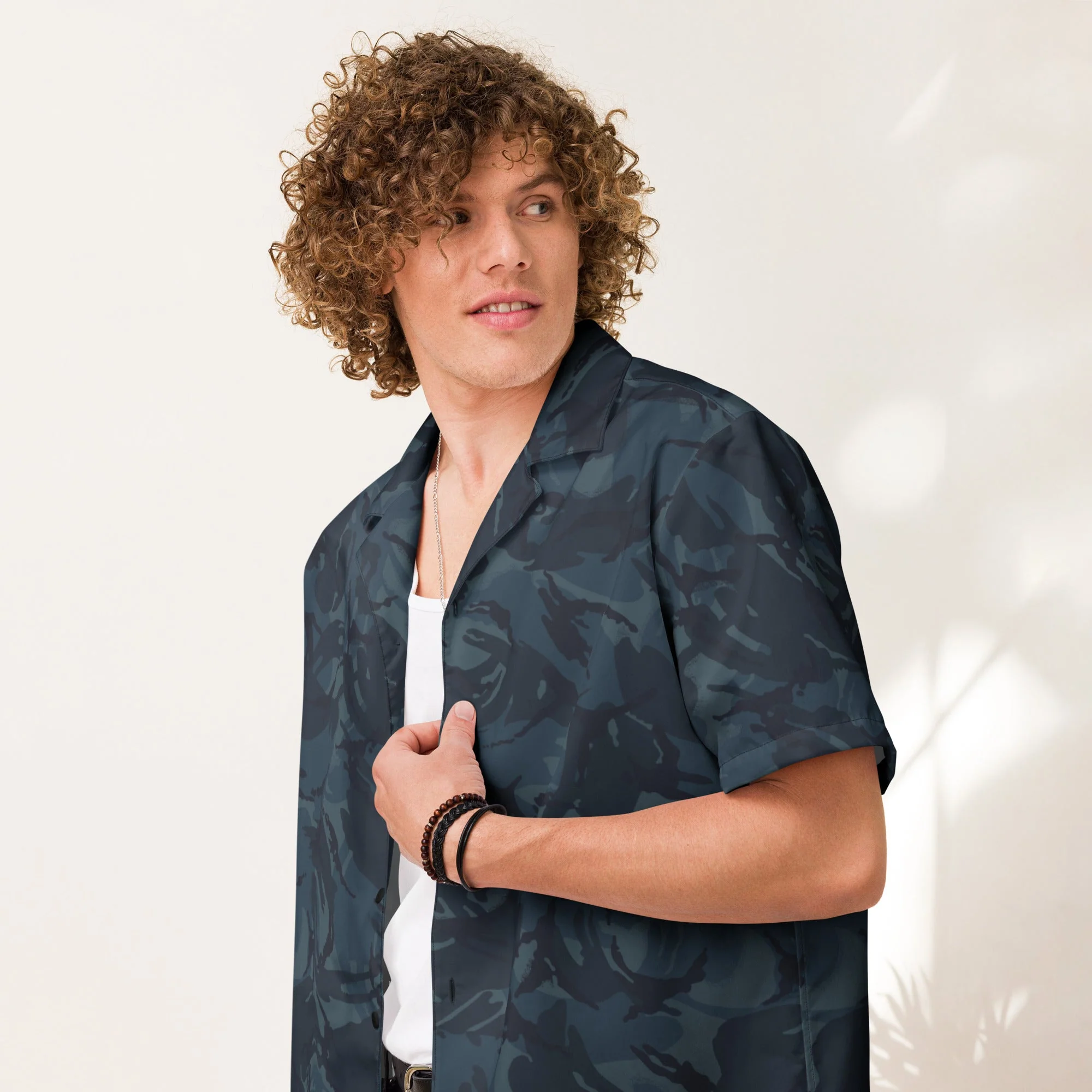British DPM Night CAMO Unisex Short-Sleeve Button Shirt