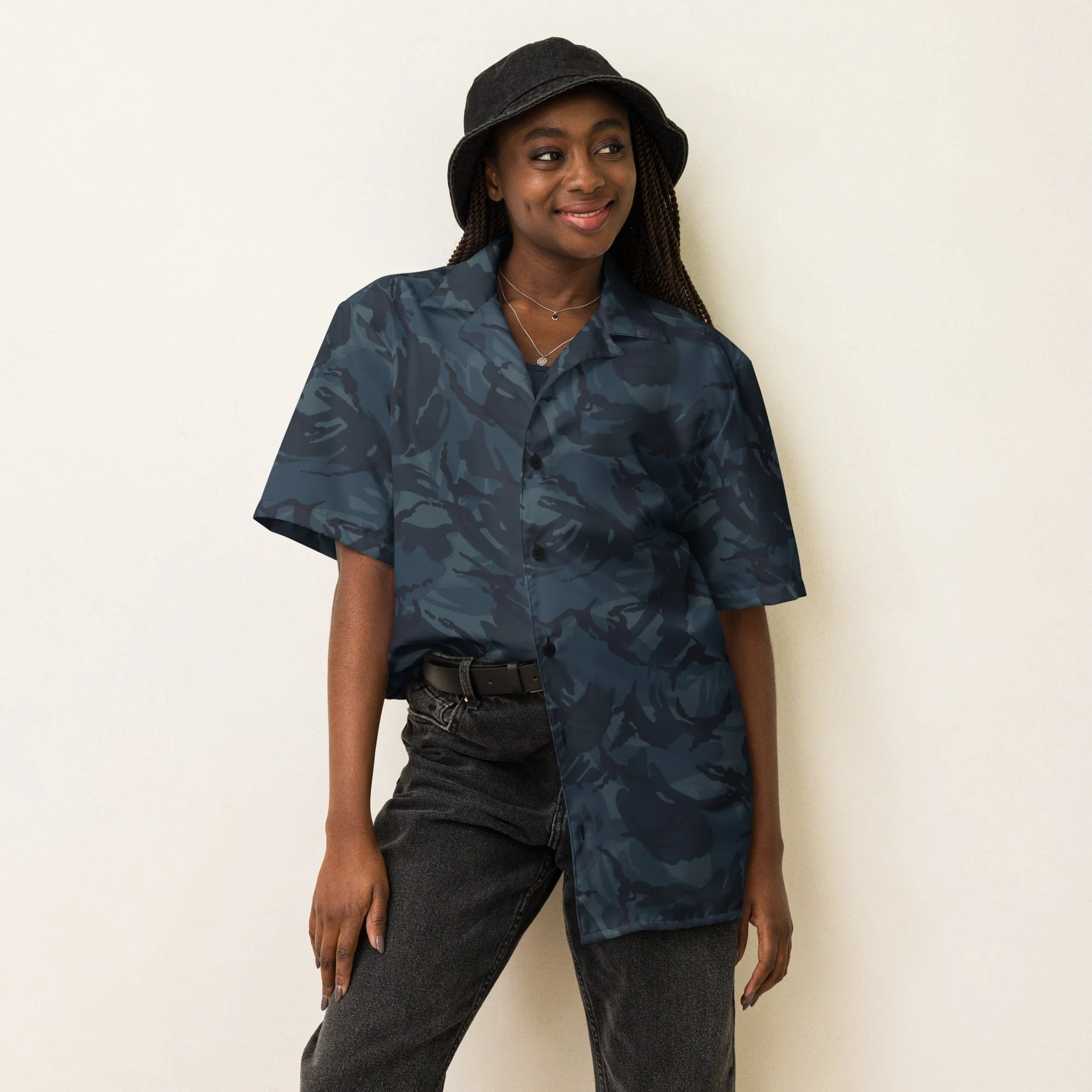 British DPM Night CAMO Unisex Short-Sleeve Button Shirt - Image 12