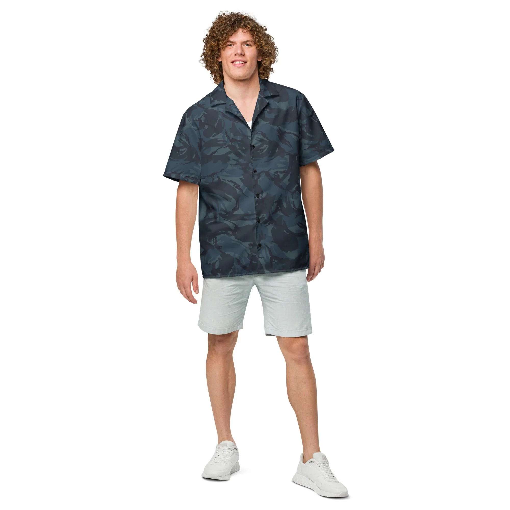 British DPM Night CAMO Unisex Short-Sleeve Button Shirt - Image 4